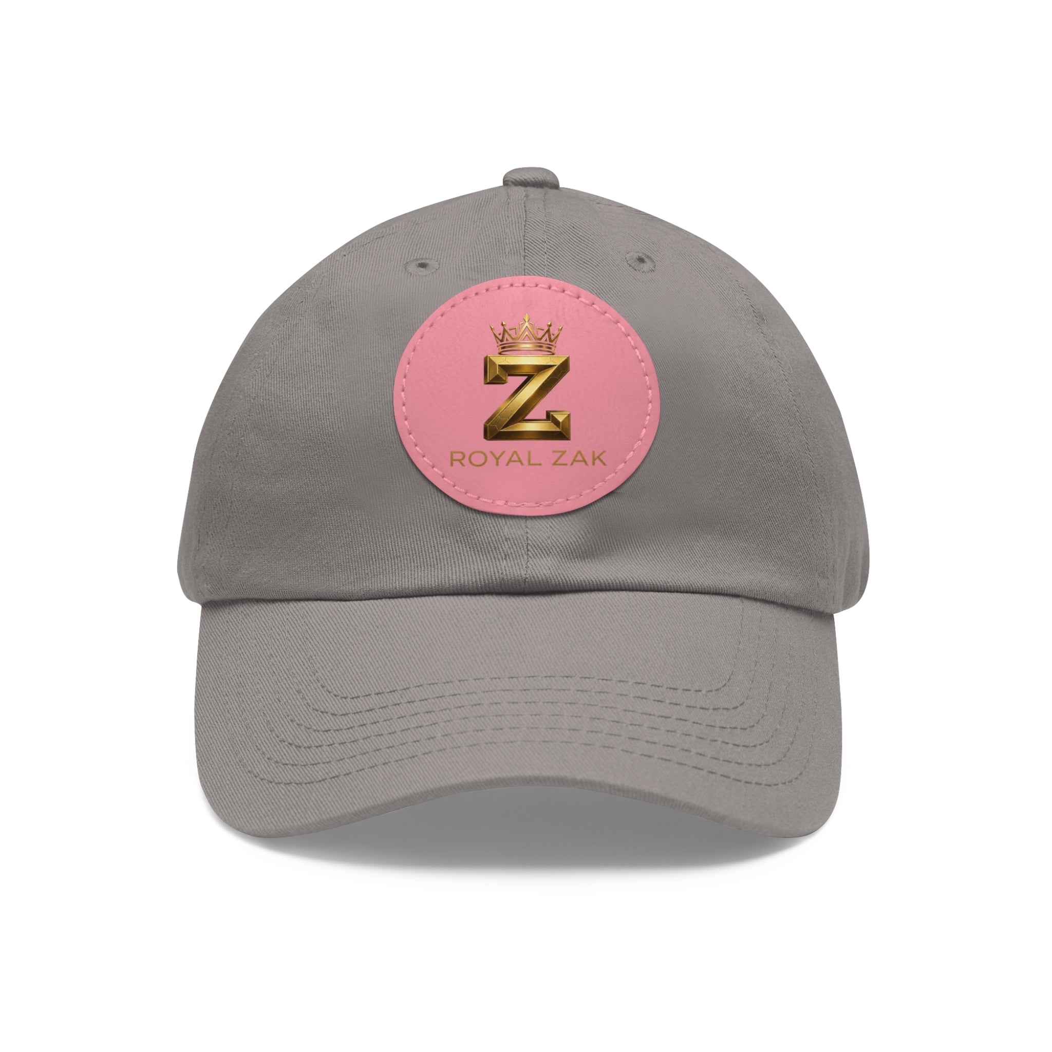 Round Leather Patch Dad Hat — Gold 'Royal Zak' Crown Emblem