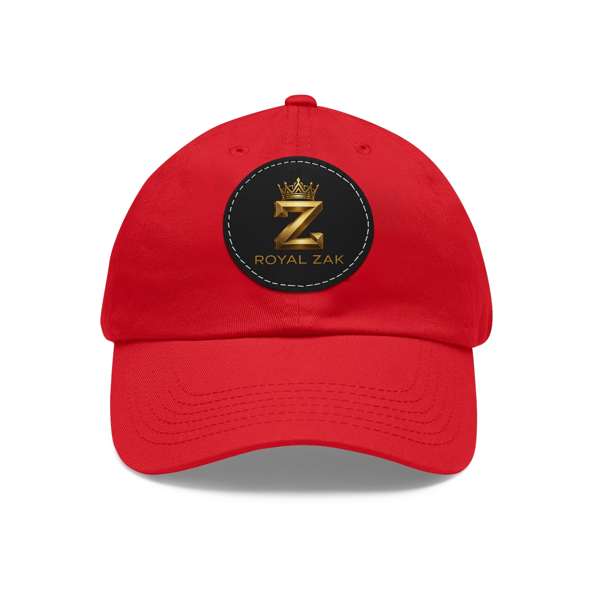 Round Leather Patch Dad Hat — Gold 'Royal Zak' Crown Emblem