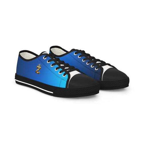 Blue Gradient Low Top Sneakers — Men's Casual Canvas Shoes with Gold 'Z' Accent