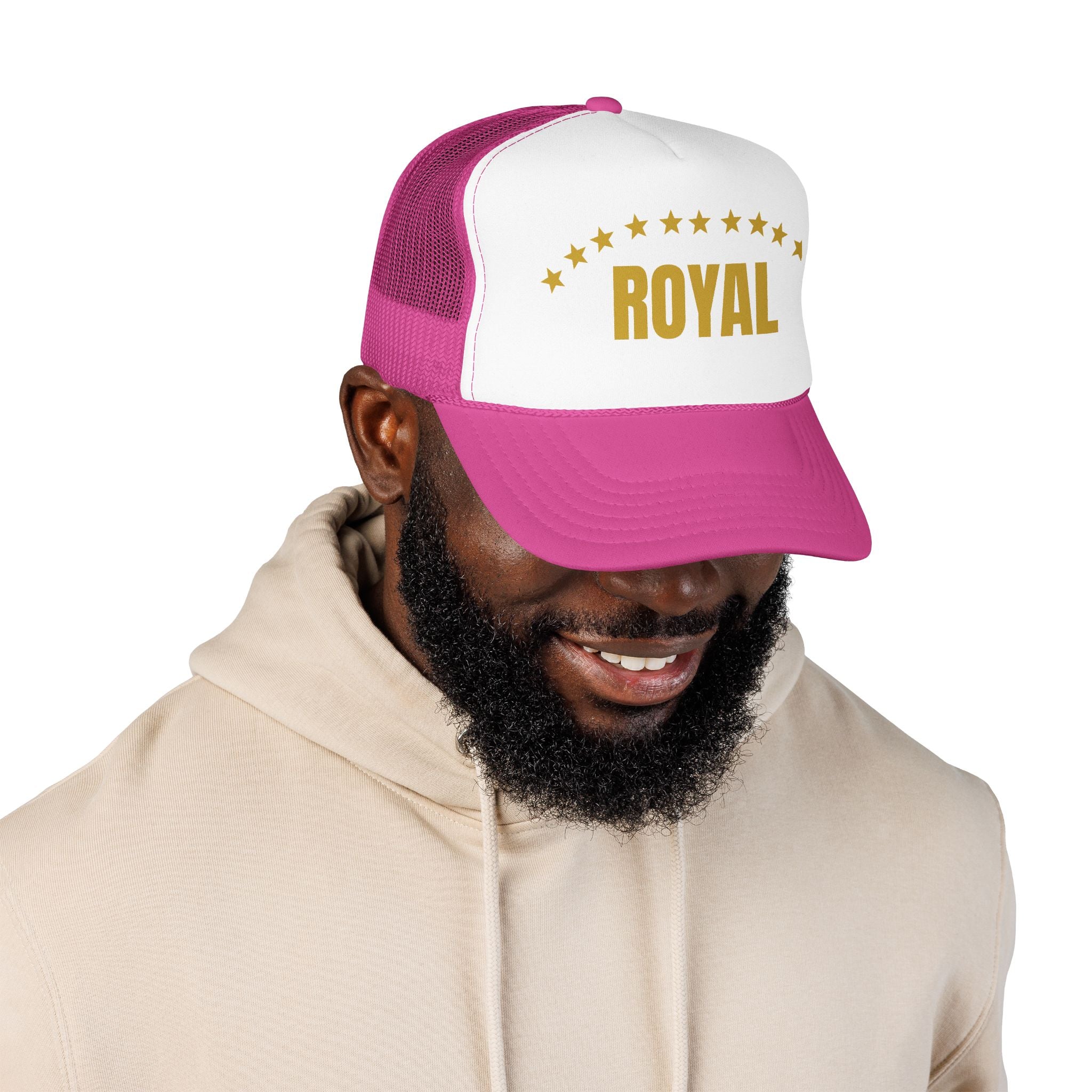 Trucker Hat — "ROYAL" Gold Stars Foam Mesh Cap
