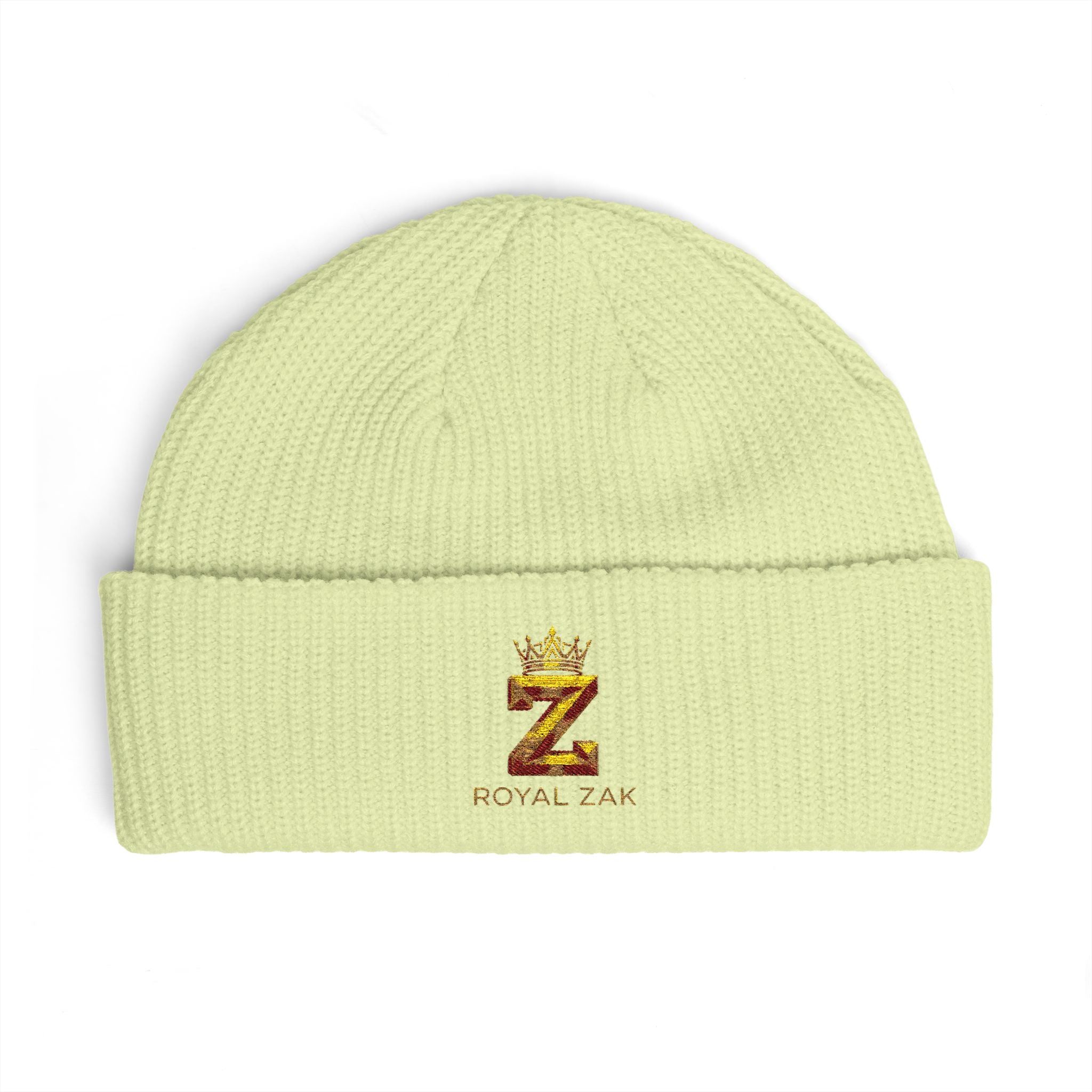 Cuff Beanie - 'Royal Zex' Embroidered Crown Knit Hat