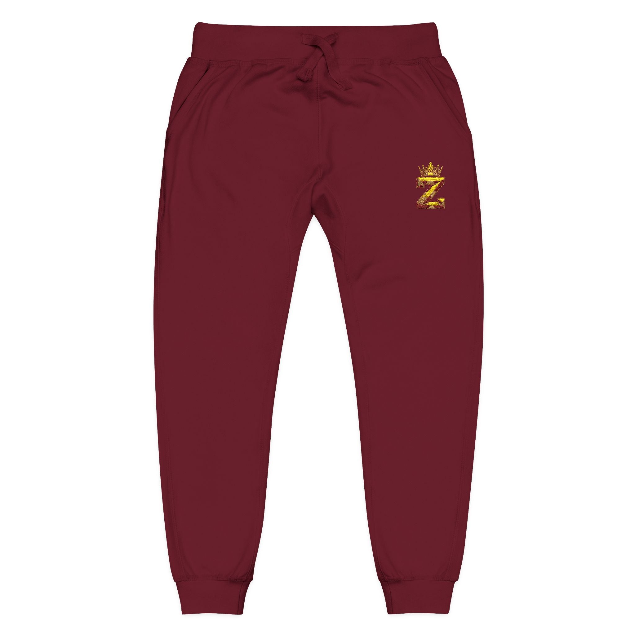 Embroidered Gold Floral '2' Fleece Sweatpants — Cozy Casual Loungewear