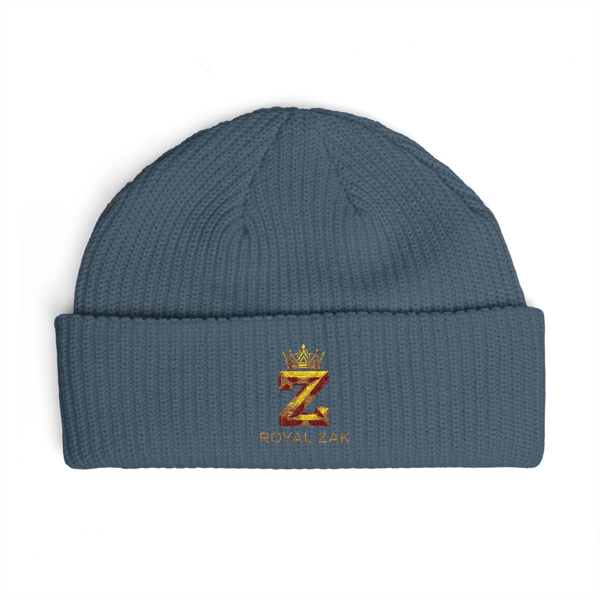 Cuff Beanie - 'Royal Zex' Embroidered Crown Knit Hat