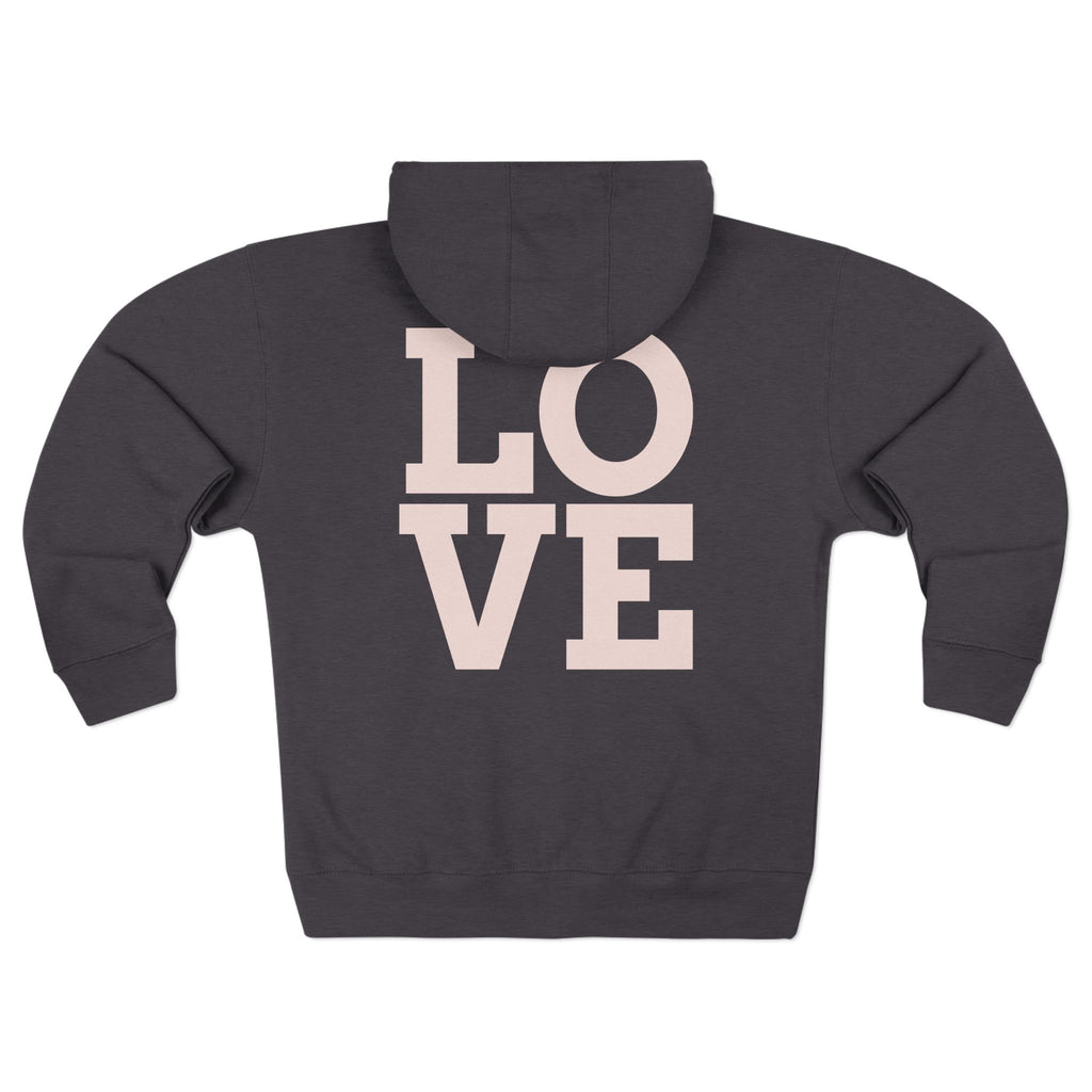 LOVE Zip Hoodie — Light Gray Minimalist Love Logo Zip-Up Hoodie