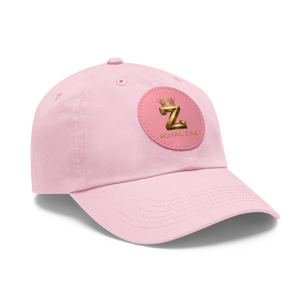 Round Leather Patch Dad Hat — Gold 'Royal Zak' Crown Emblem