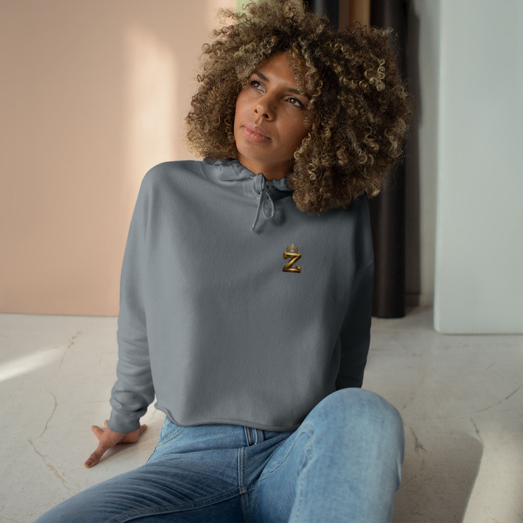 Cropped Hoodie — Gold Crown 'Z' Monogram Crop Hoodie