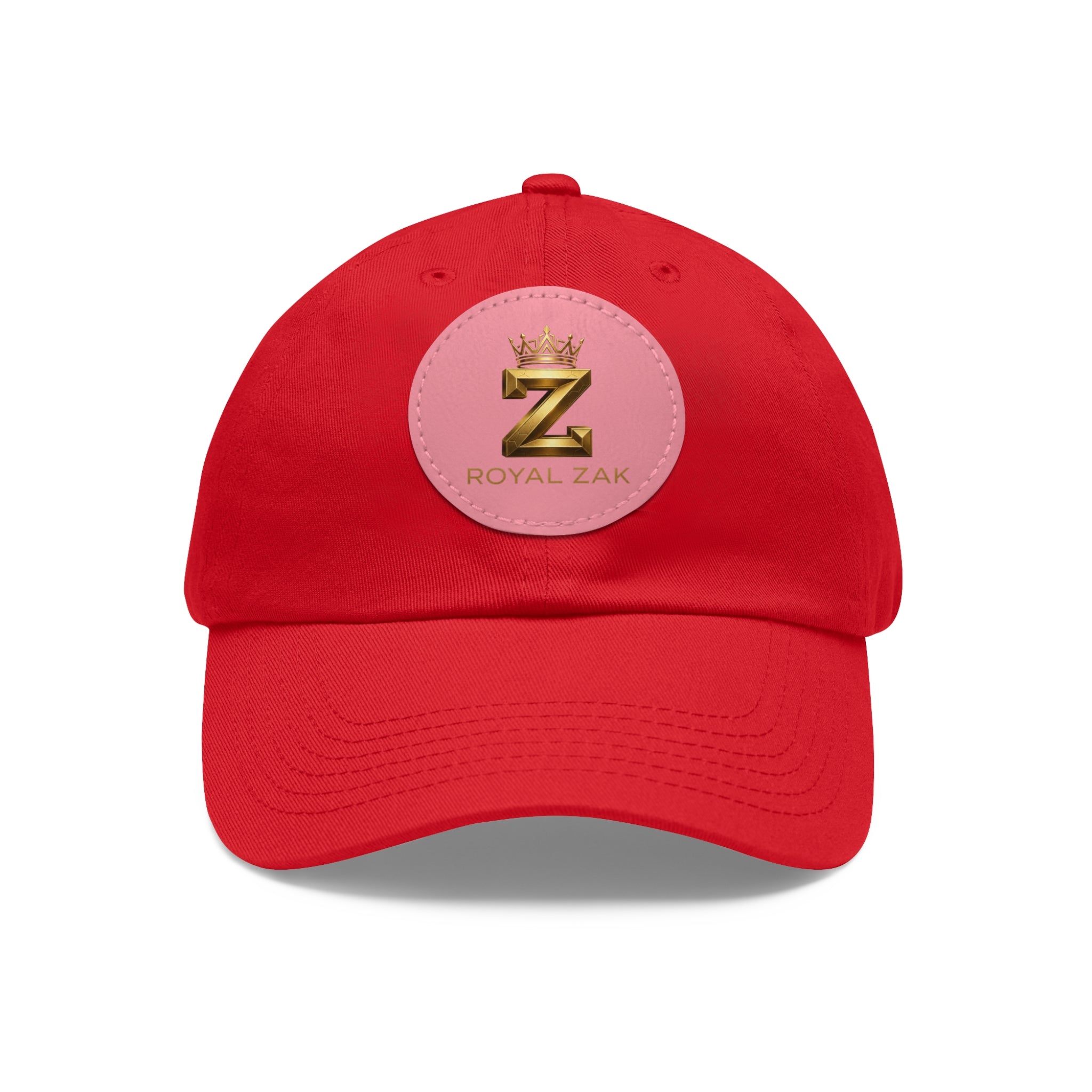 Round Leather Patch Dad Hat — Gold 'Royal Zak' Crown Emblem
