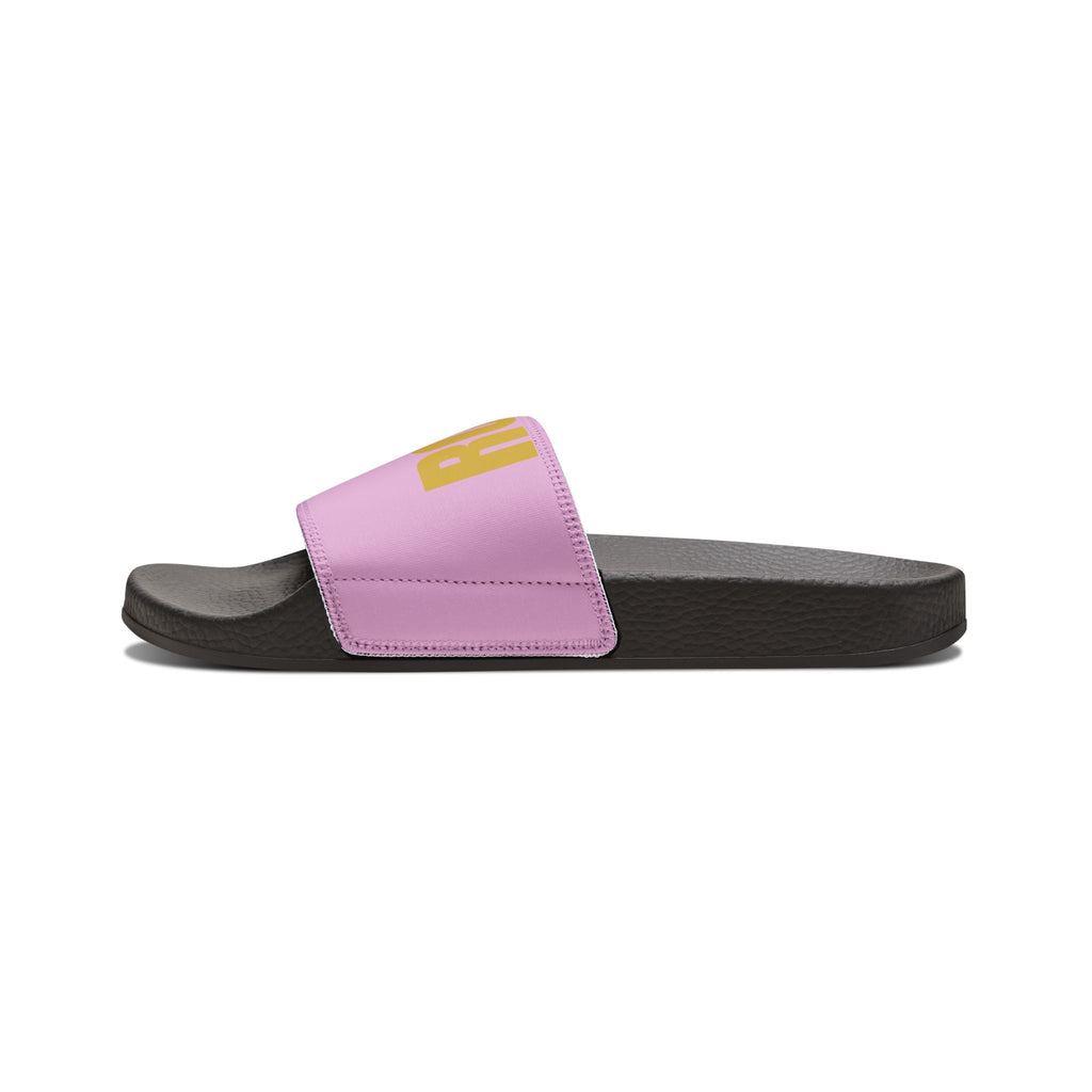 Women's Removable-Strap Sandals — Pink Slide Sandals with Gold Accent