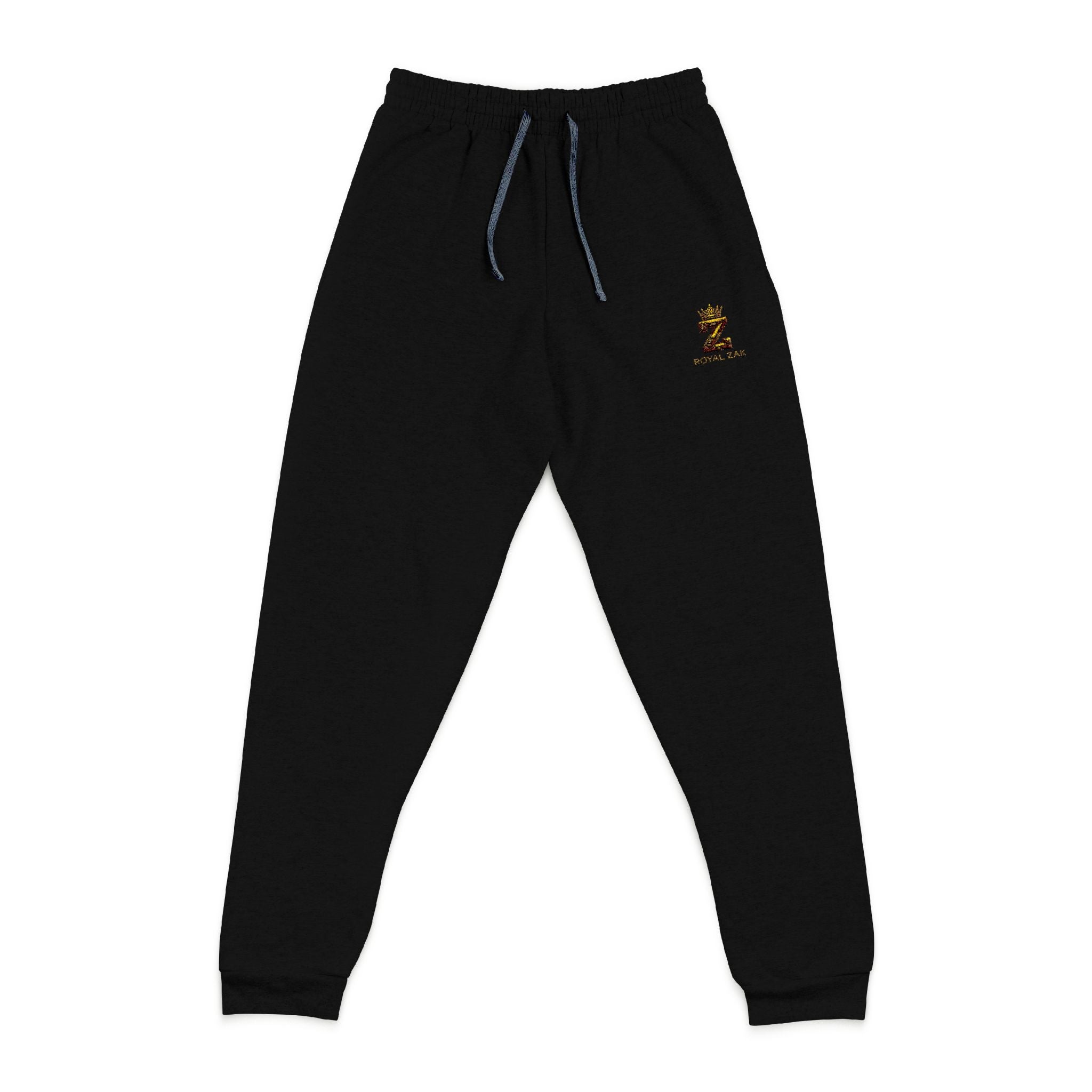 Embroidered Golden Palm Joggers — Casual Charcoal Sweatpants