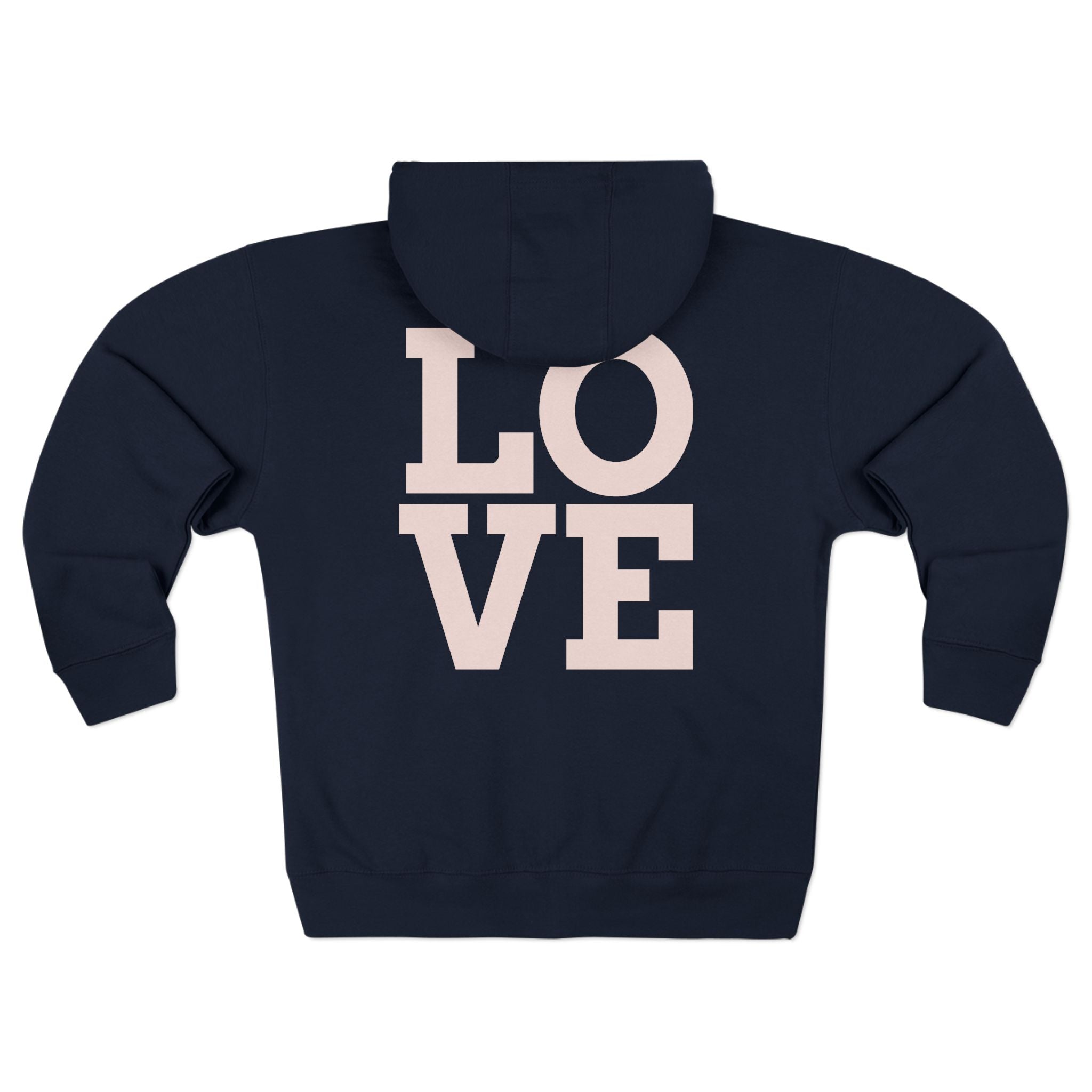 LOVE Zip Hoodie — Light Gray Minimalist Love Logo Zip-Up Hoodie