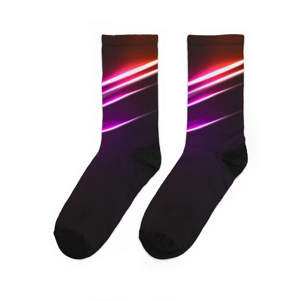 Neon Streak Crew Socks — Purple & Pink Gradient Padded Socks