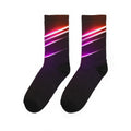 Neon Streak Crew Socks — Purple & Pink Gradient Padded Socks