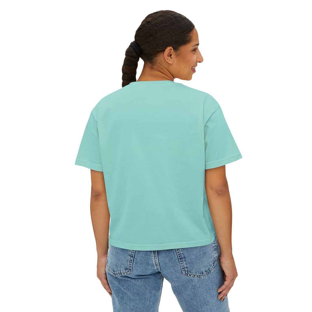Crowned Z Women's Boxy Tee — Minimal Gold Initial Graphic