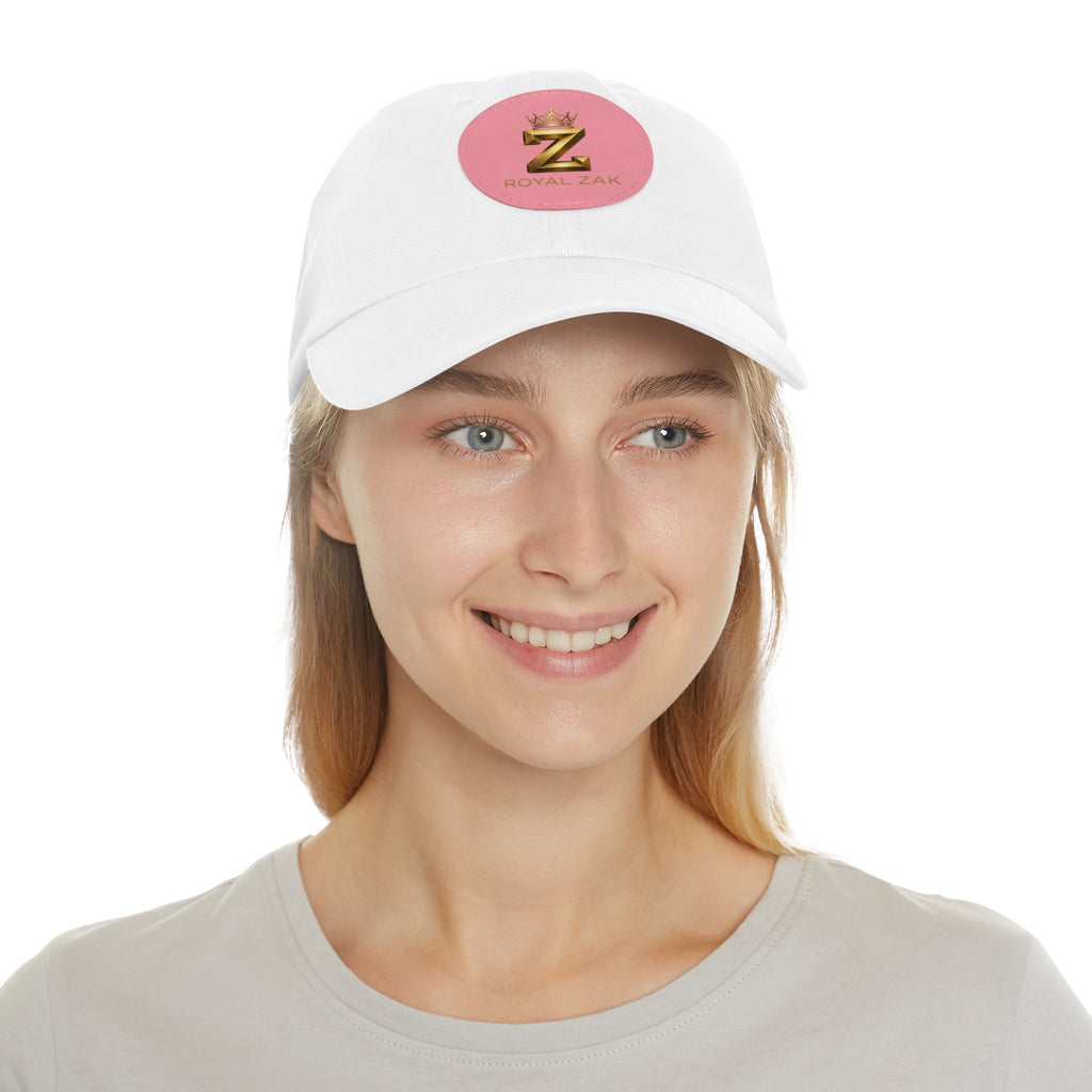 Round Leather Patch Dad Hat — Gold 'Royal Zak' Crown Emblem