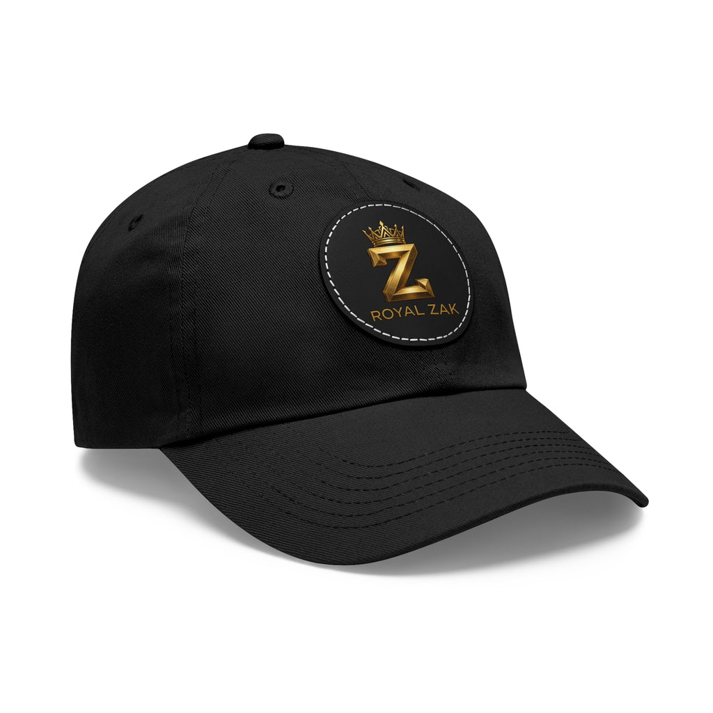 Round Leather Patch Dad Hat — Gold 'Royal Zak' Crown Emblem