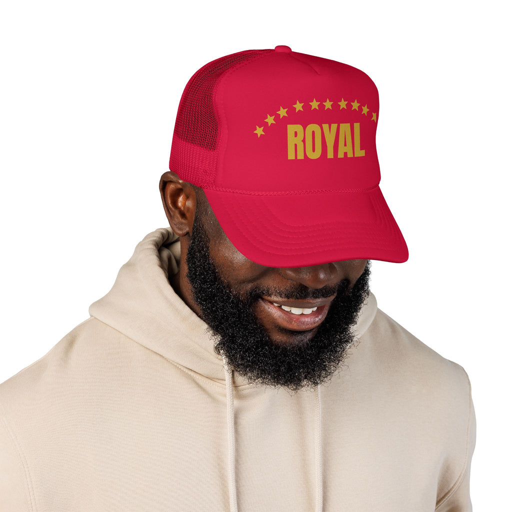 Trucker Hat — "ROYAL" Gold Stars Foam Mesh Cap