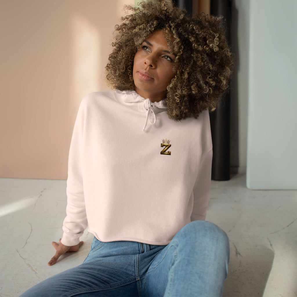 Cropped Hoodie — Gold Crown 'Z' Monogram Crop Hoodie