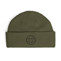 Smiley Face Cuff Beanie — Cozy Knit Winter Hat with Embroidered Smile