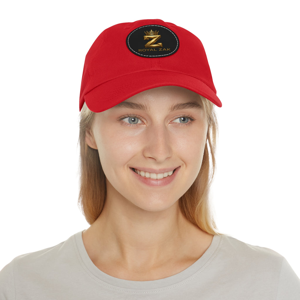 Round Leather Patch Dad Hat — Gold 'Royal Zak' Crown Emblem