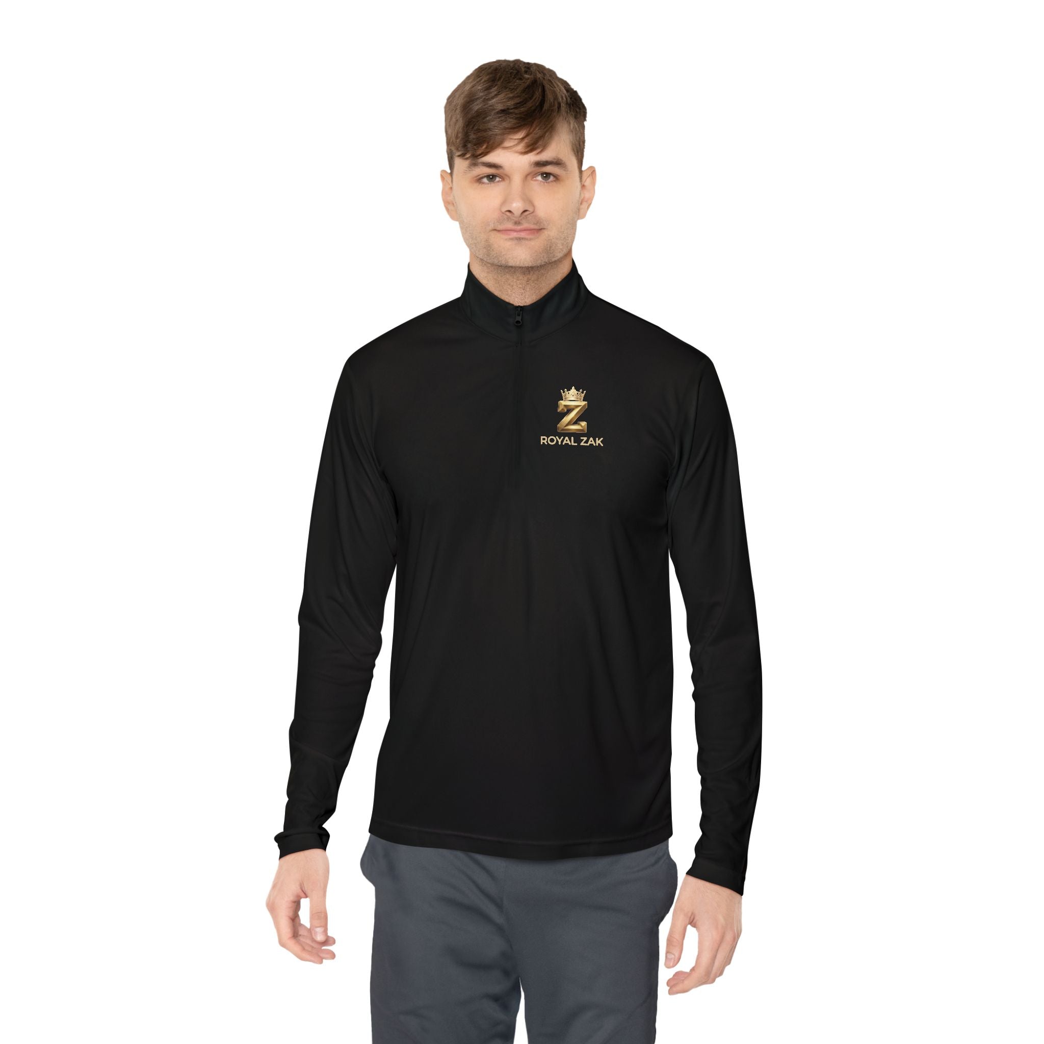 Quarter-Zip Pullover — Royal Elm Gold Logo embroidered