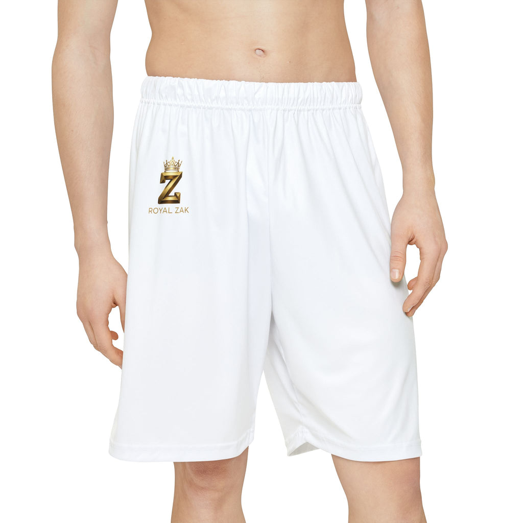 White Men’s Sports Shorts with Gold 'Z' Logo – Athletic Gym Shorts