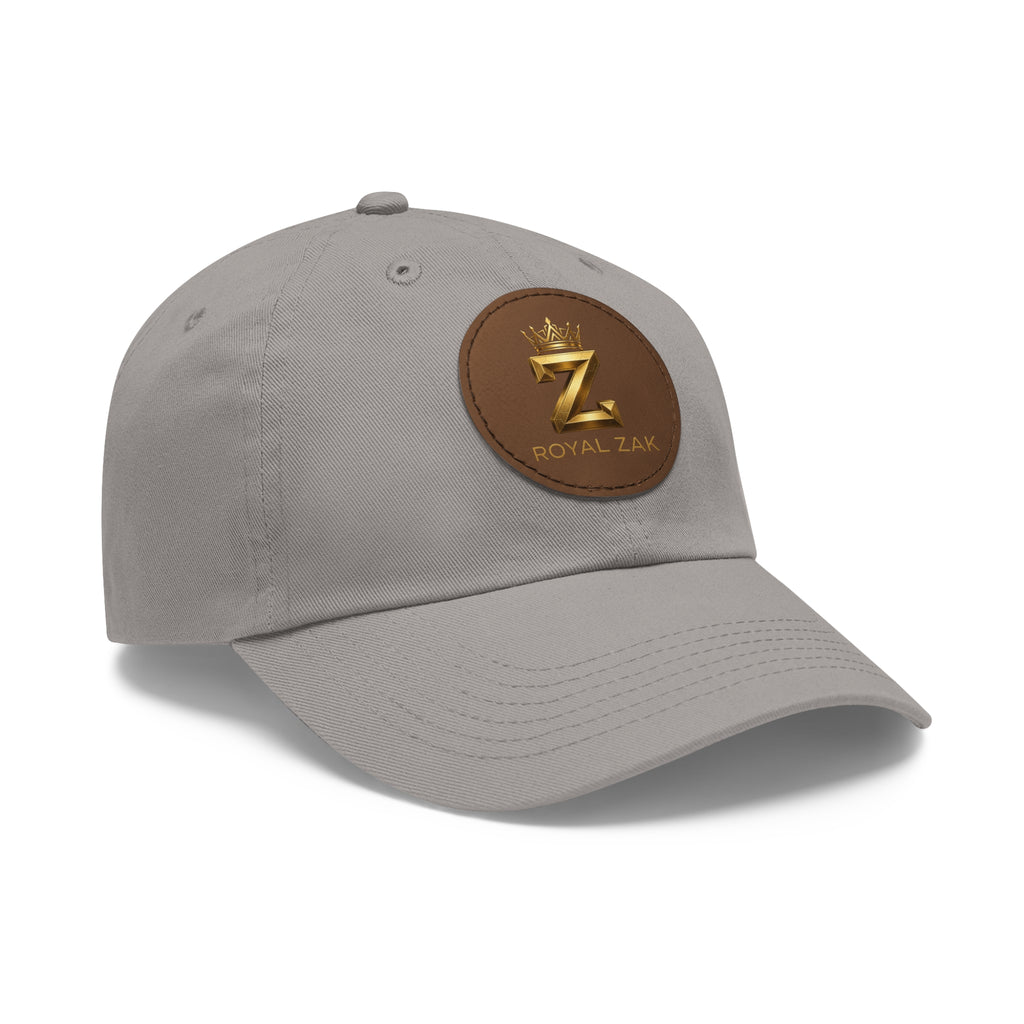 Round Leather Patch Dad Hat — Gold 'Royal Zak' Crown Emblem