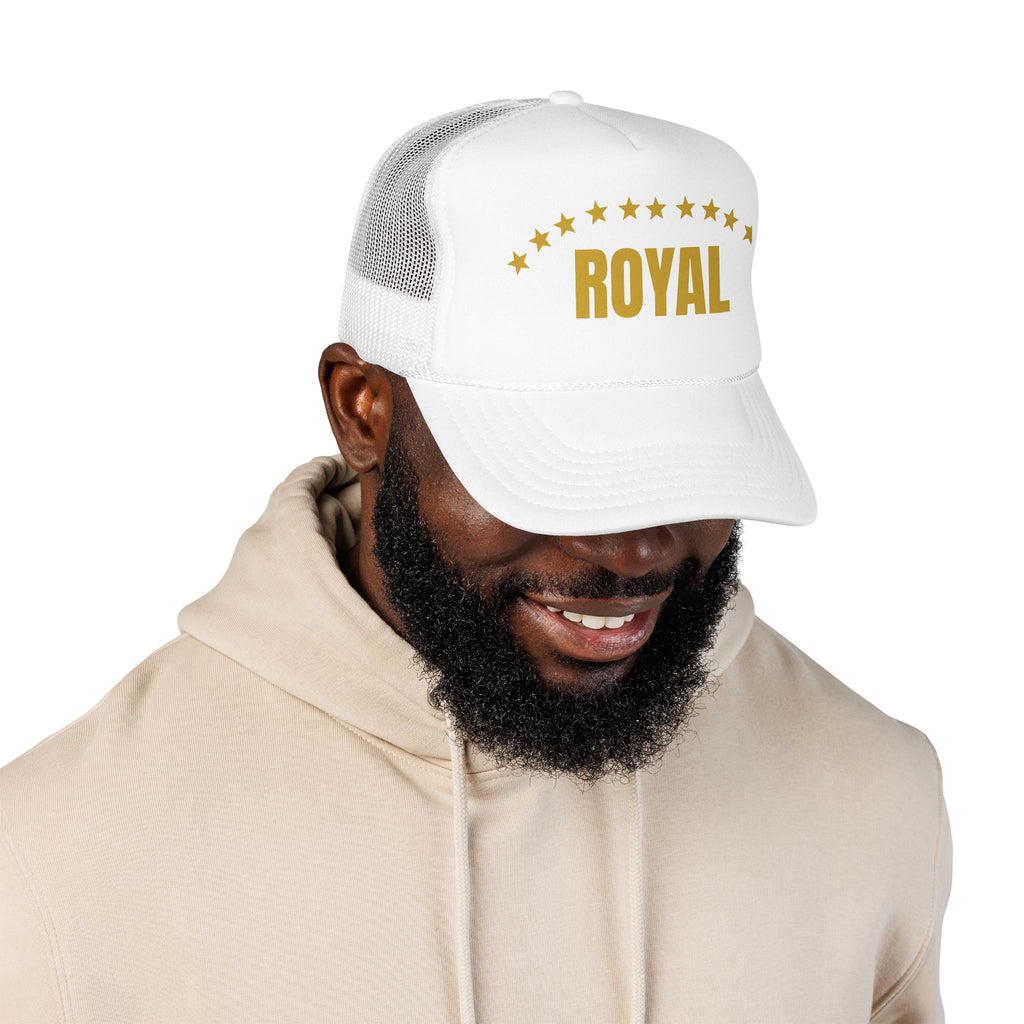 Trucker Hat — "ROYAL" Gold Stars Foam Mesh Cap