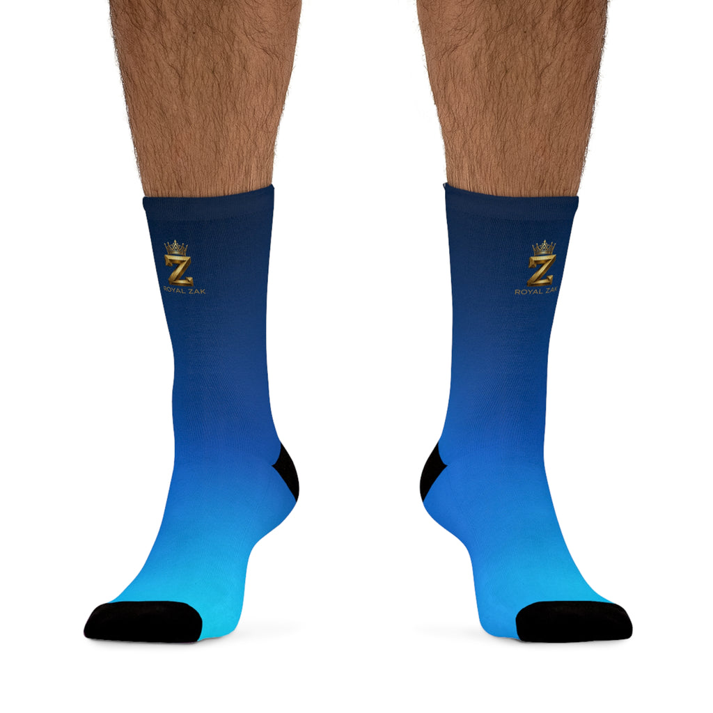 Blue Ombre Recycled Poly Socks — Sustainable Gradient Crew Socks