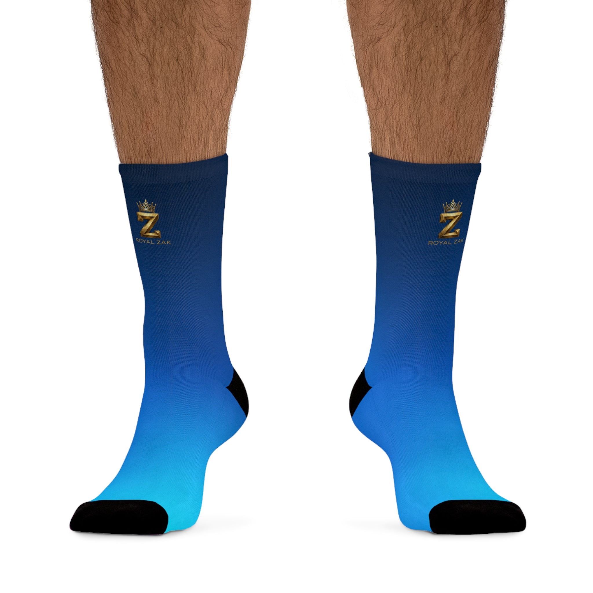 Blue Ombre Recycled Poly Socks — Sustainable Gradient Crew Socks