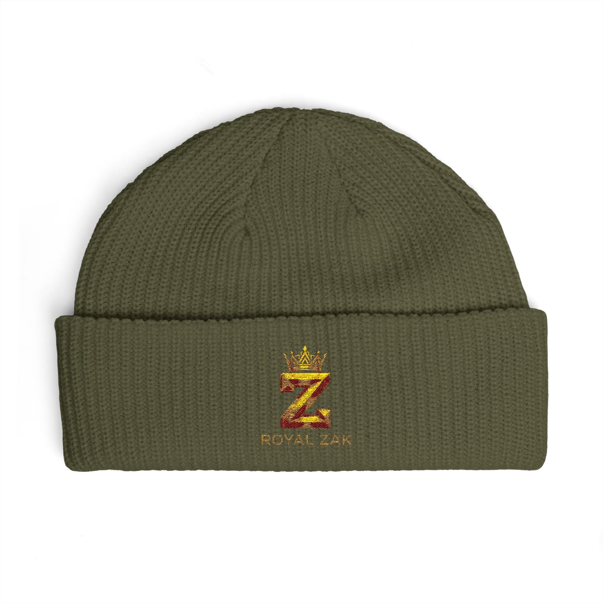 Cuff Beanie - 'Royal Zex' Embroidered Crown Knit Hat
