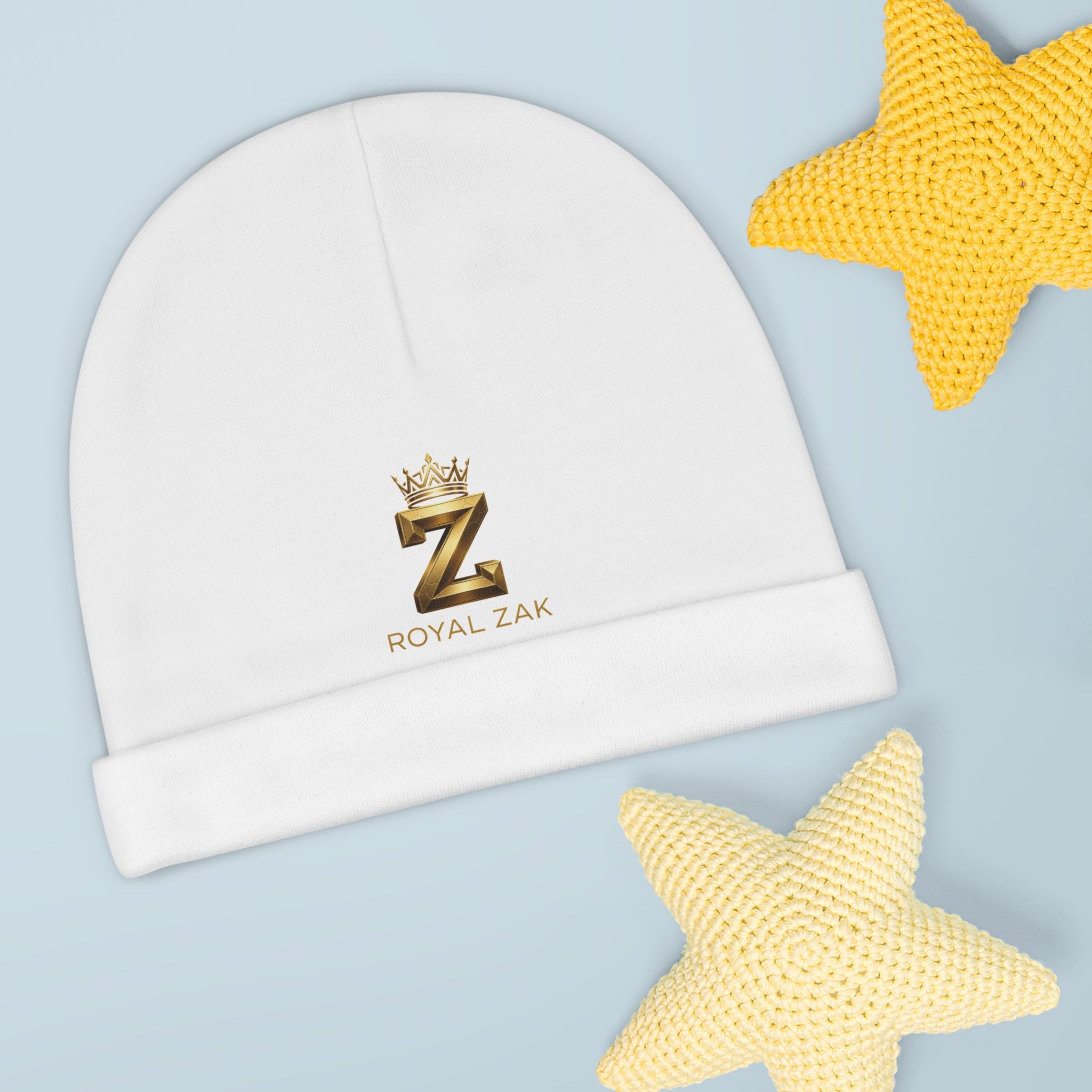 Royal Zak Gold Crown Baby Beanie — Newborn Knit Hat