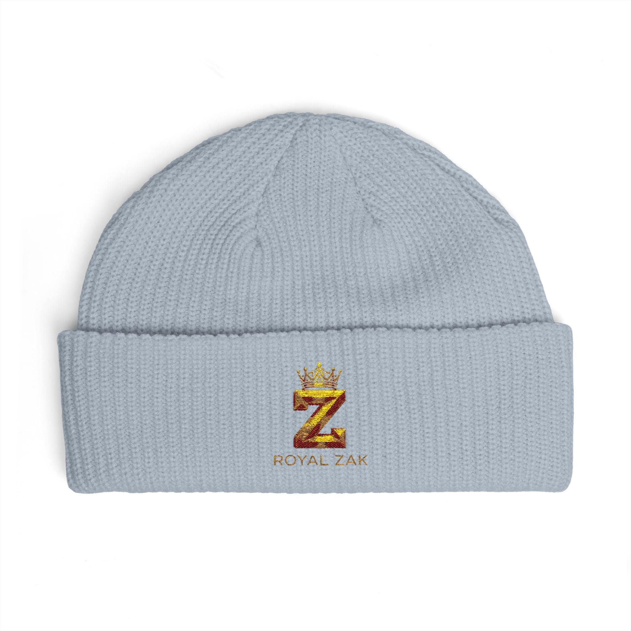 Cuff Beanie - 'Royal Zex' Embroidered Crown Knit Hat