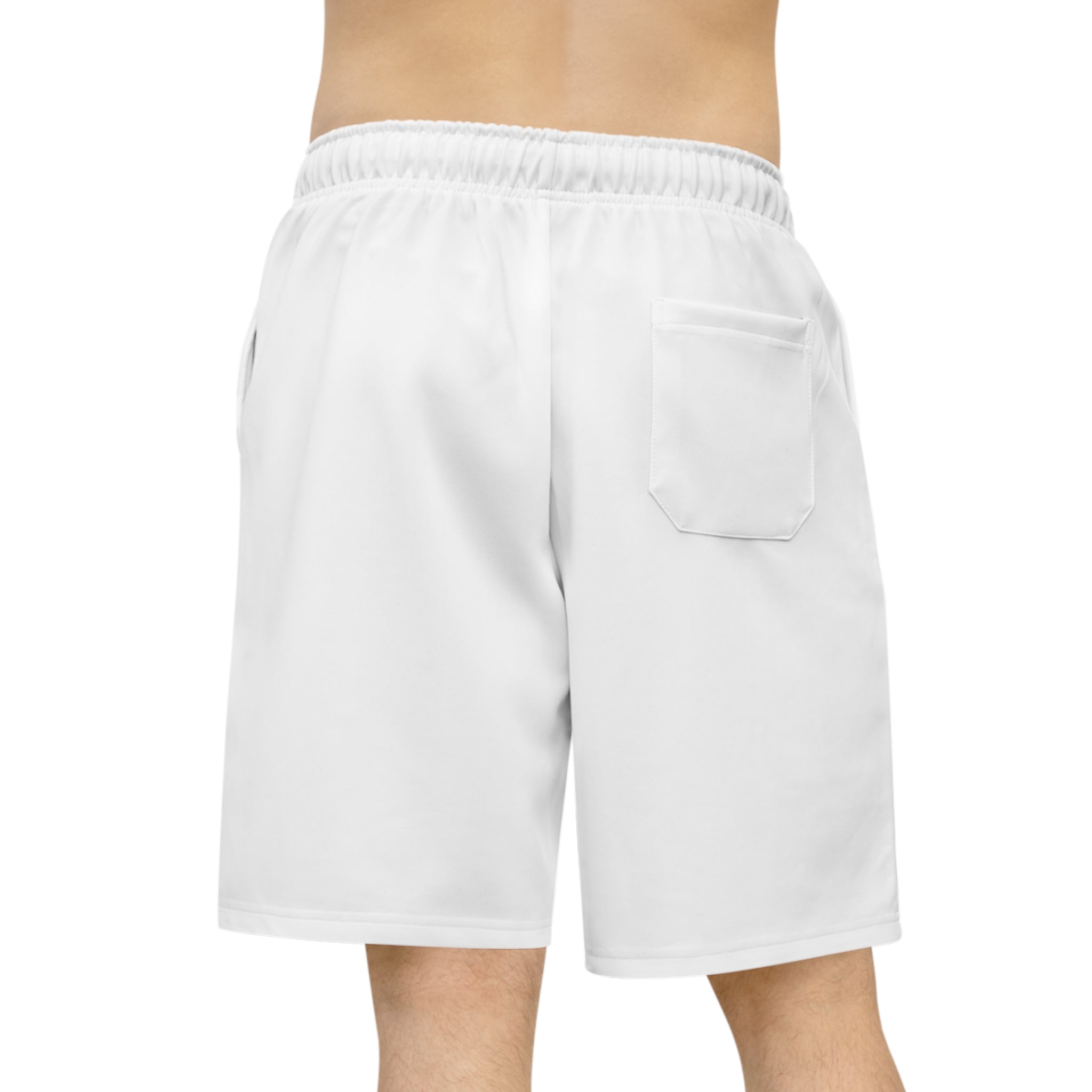 Royal Z Athletic Long Shorts — White Performance Gym Shorts with Gold Logo
