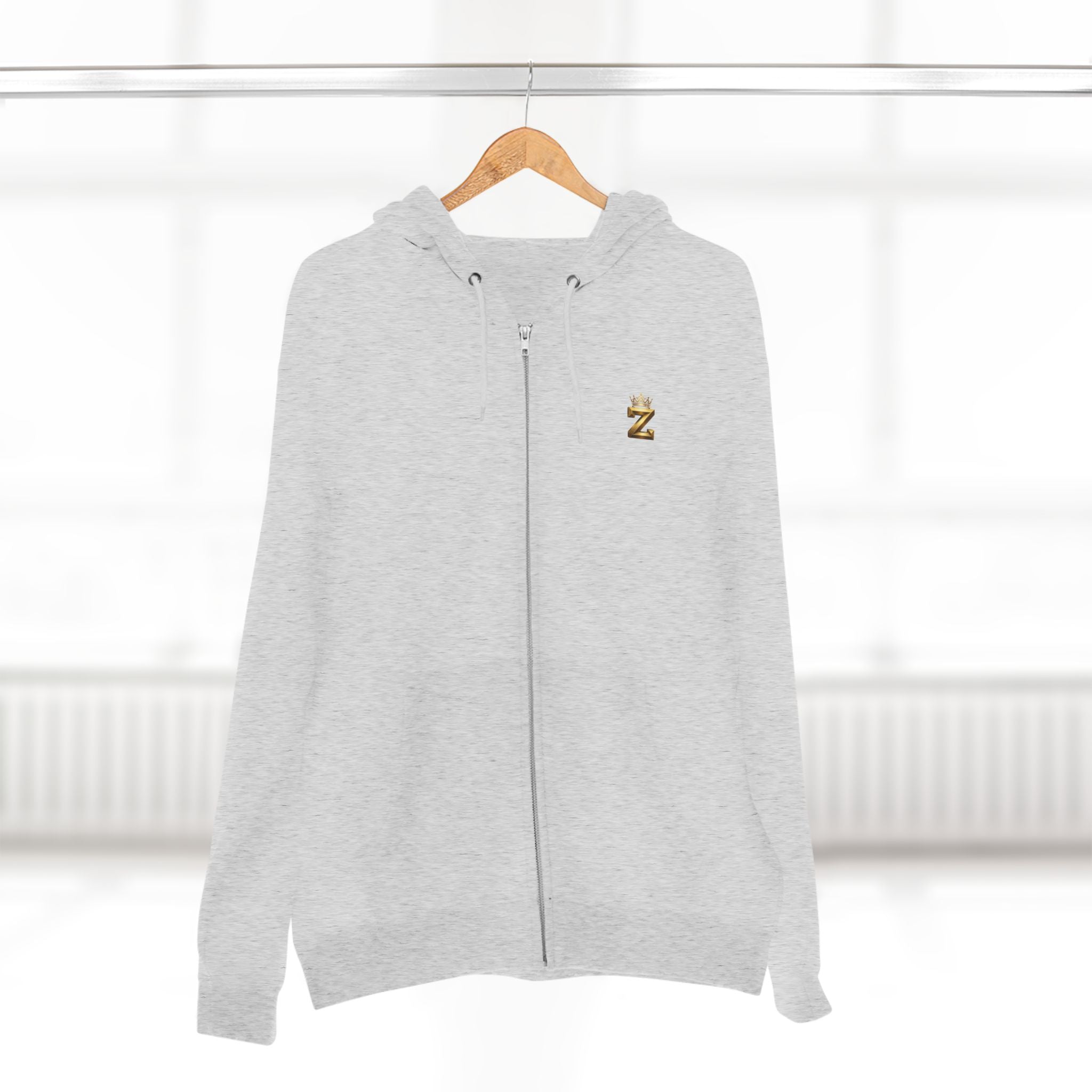 LOVE Zip Hoodie — Light Gray Minimalist Love Logo Zip-Up Hoodie