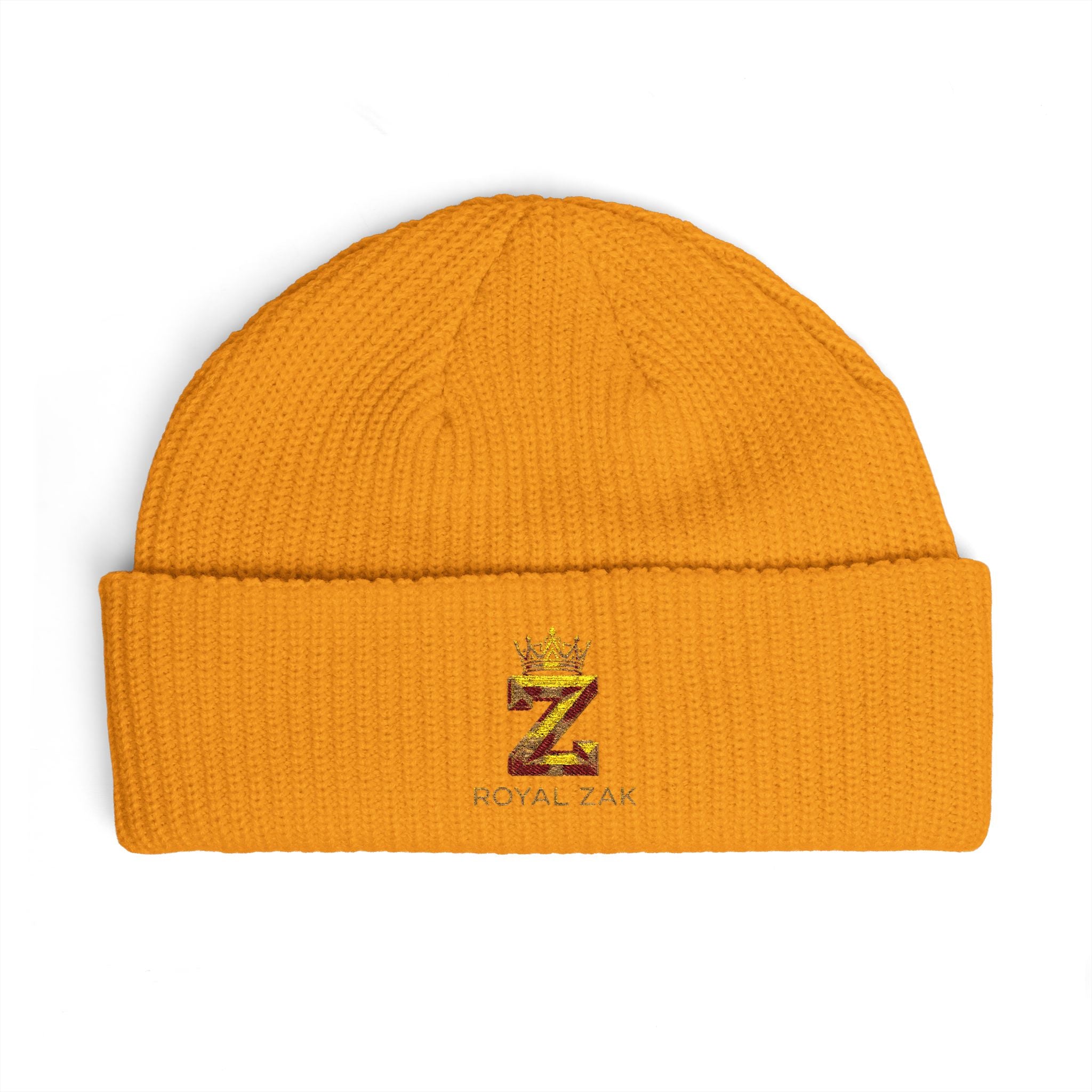 Cuff Beanie - 'Royal Zex' Embroidered Crown Knit Hat