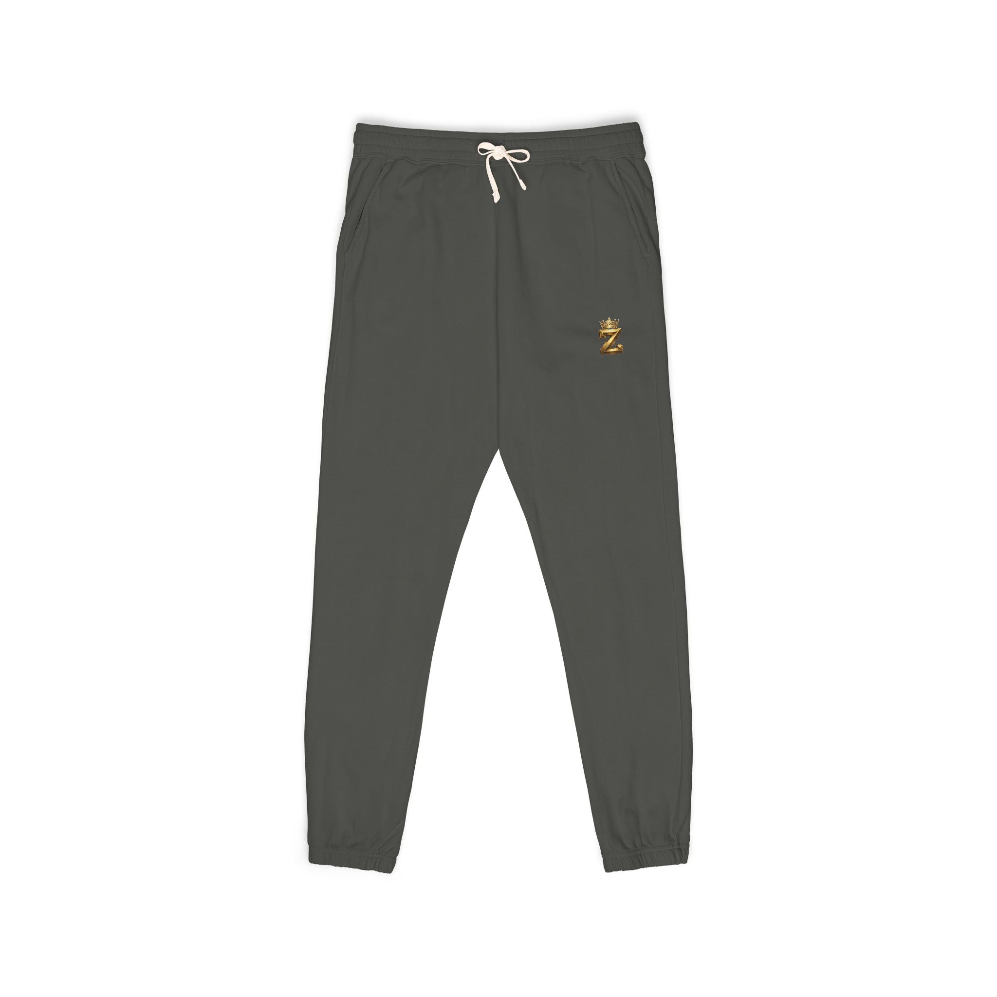 Embroidered Cozy Joggers — Small Gold Anchor Detail