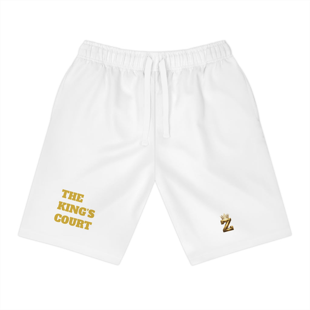 The King's Court Athletic Shorts - White Performance Shorts with Gold Logo
