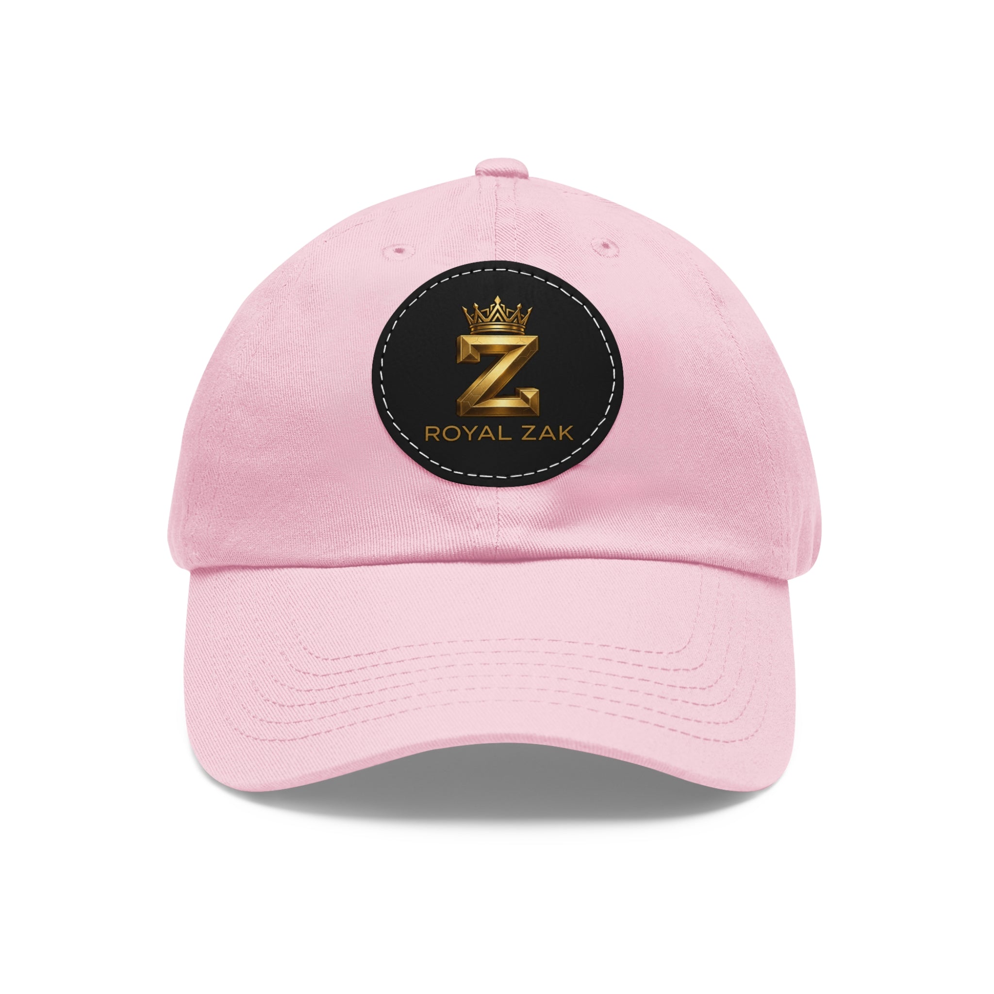Round Leather Patch Dad Hat — Gold 'Royal Zak' Crown Emblem