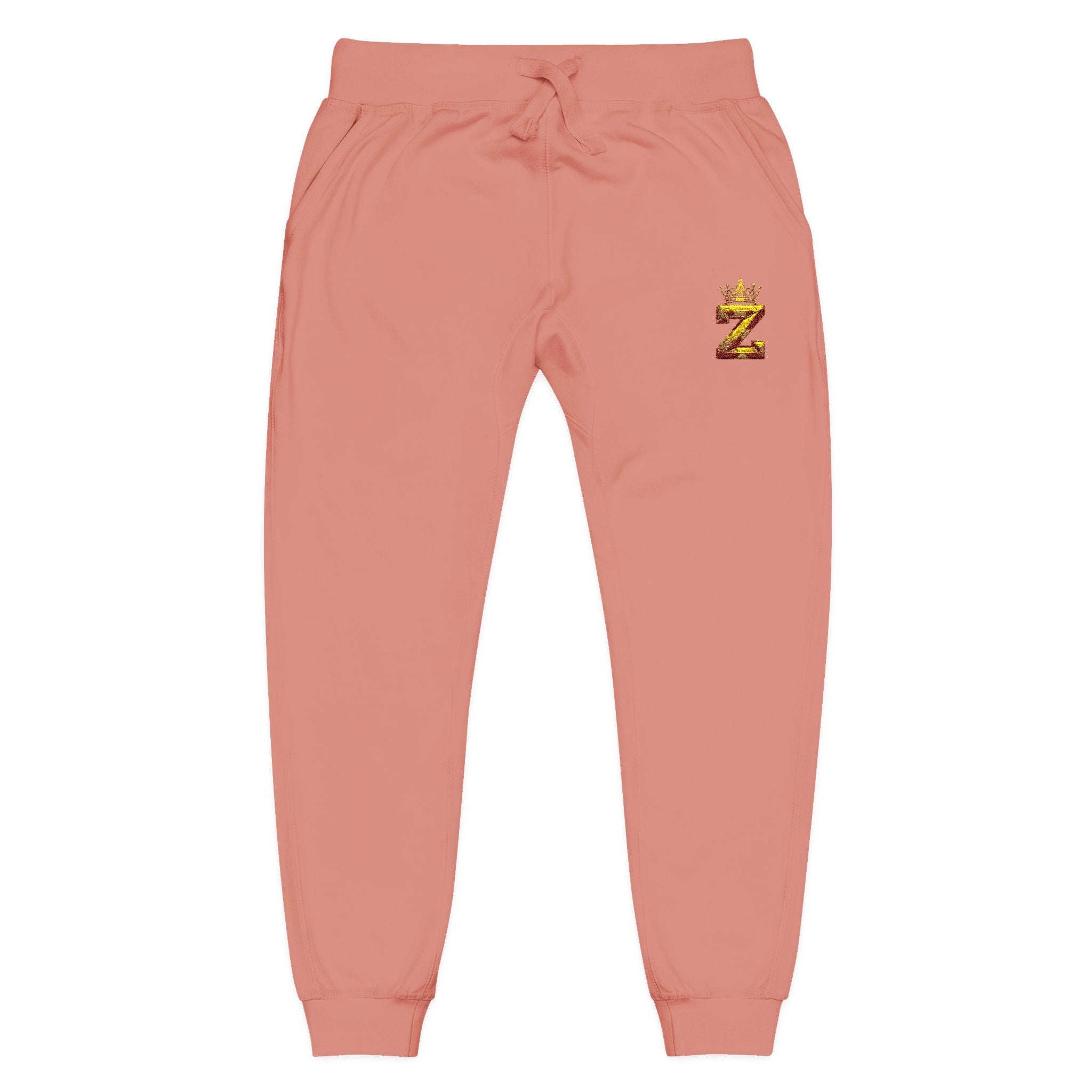 Embroidered Gold Floral '2' Fleece Sweatpants — Cozy Casual Loungewear