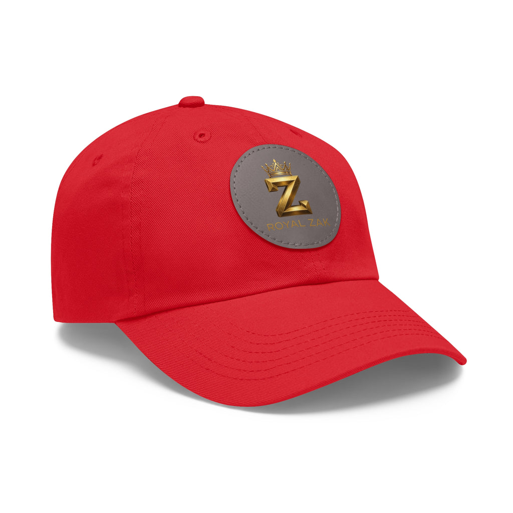 Round Leather Patch Dad Hat — Gold 'Royal Zak' Crown Emblem