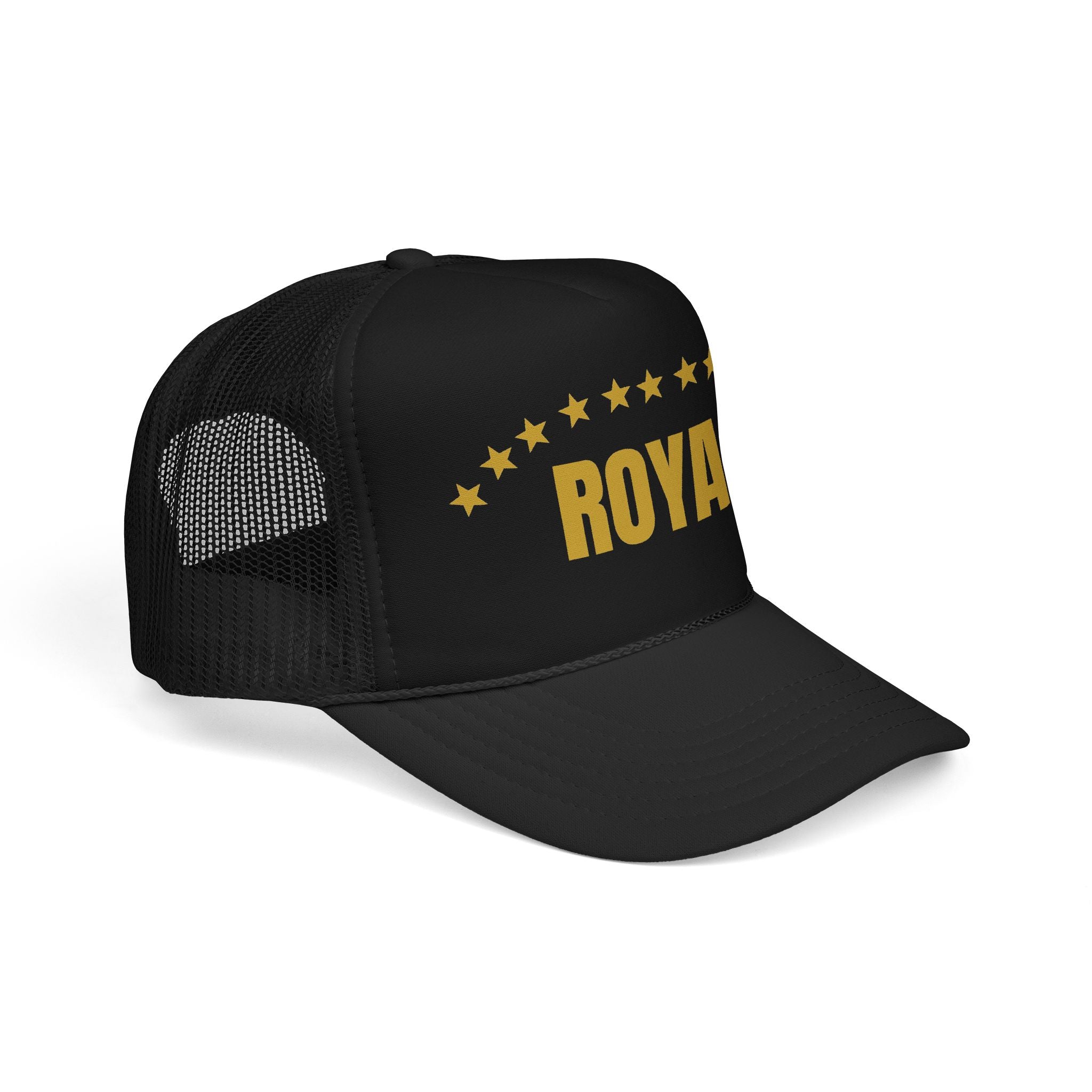 Trucker Hat — "ROYAL" Gold Stars Foam Mesh Cap