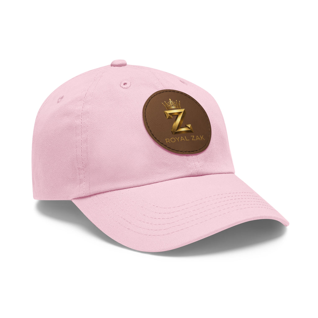 Round Leather Patch Dad Hat — Gold 'Royal Zak' Crown Emblem