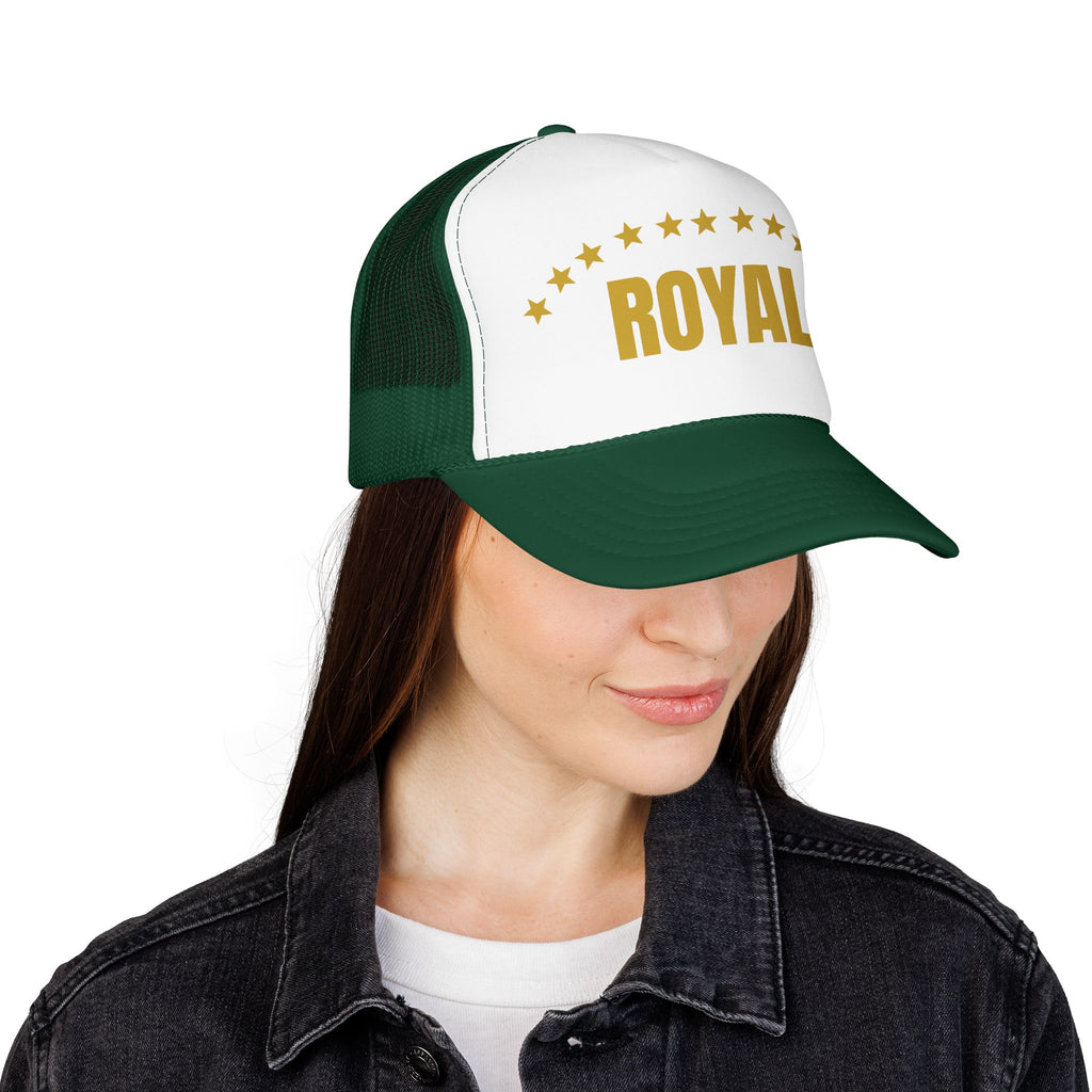 Trucker Hat — "ROYAL" Gold Stars Foam Mesh Cap