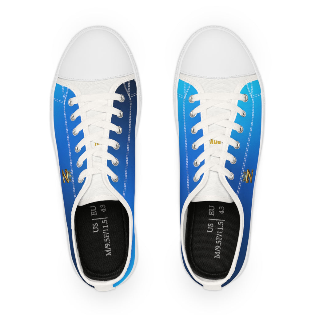 Blue Gradient Low Top Sneakers — Men's Casual Canvas Shoes with Gold 'Z' Accent