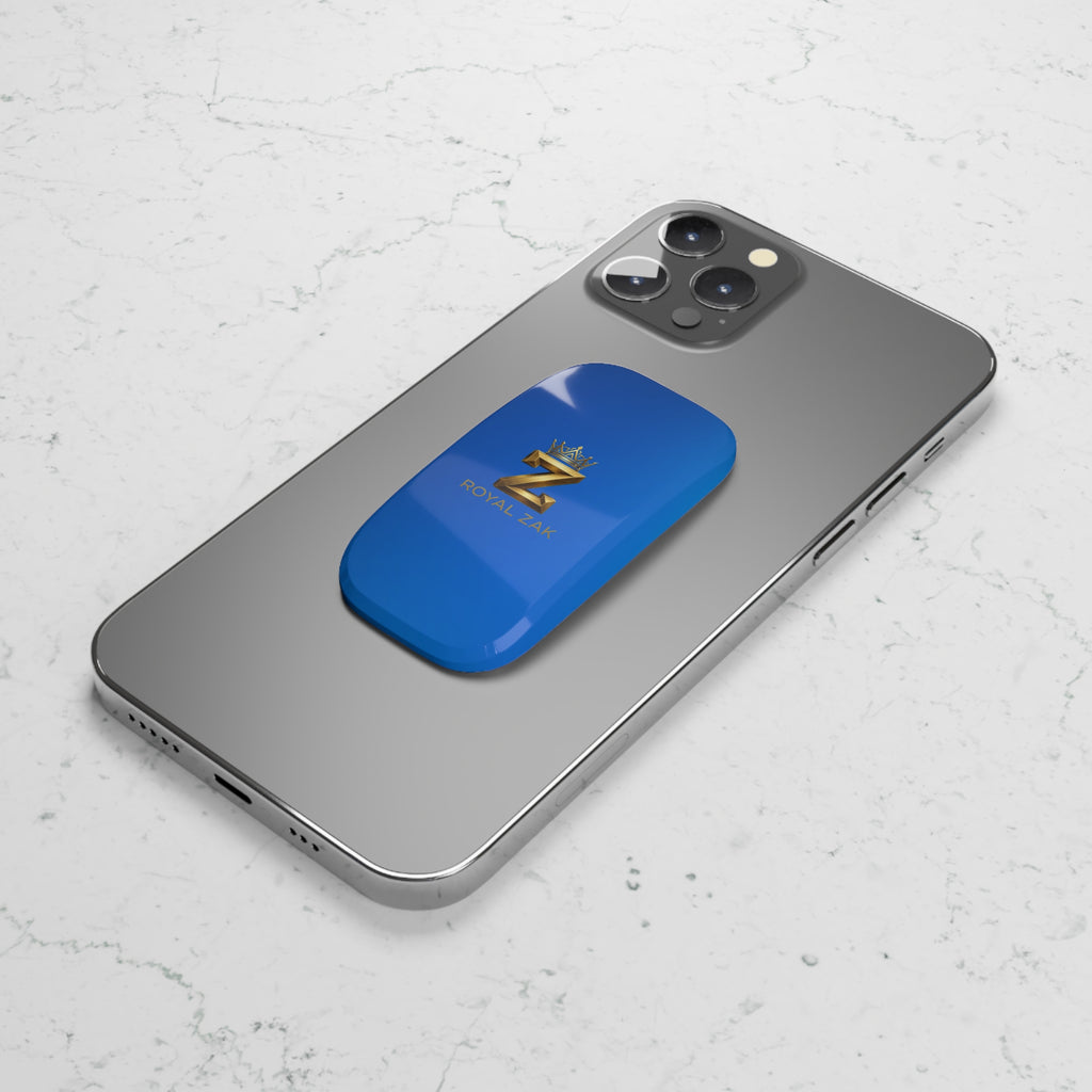 Royal Zak Blue Phone Grip — Gold Crown Z Click-On Stand & Grip