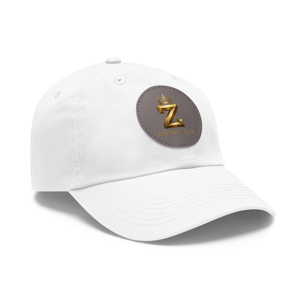 Round Leather Patch Dad Hat — Gold 'Royal Zak' Crown Emblem