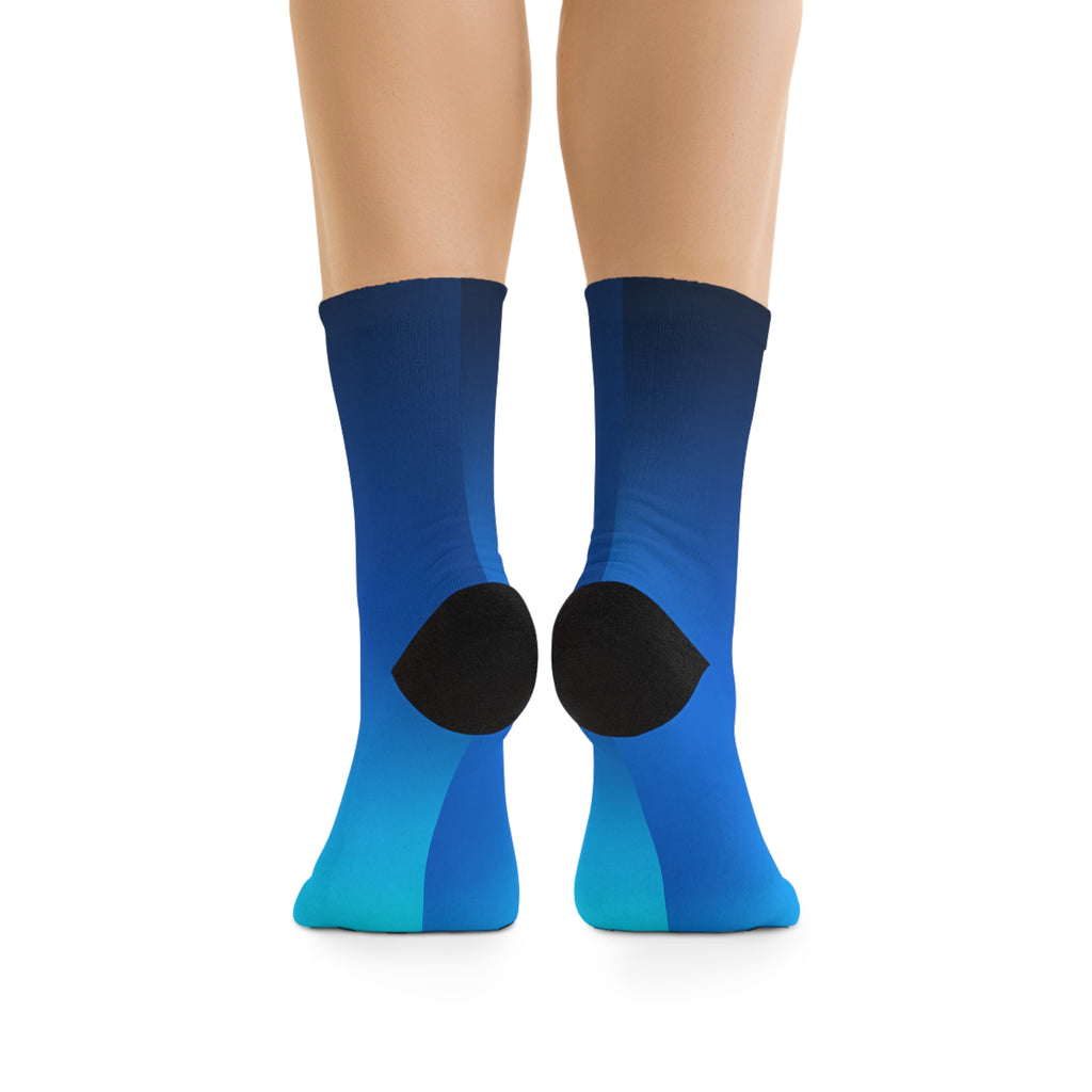 Blue Ombre Recycled Poly Socks — Sustainable Gradient Crew Socks