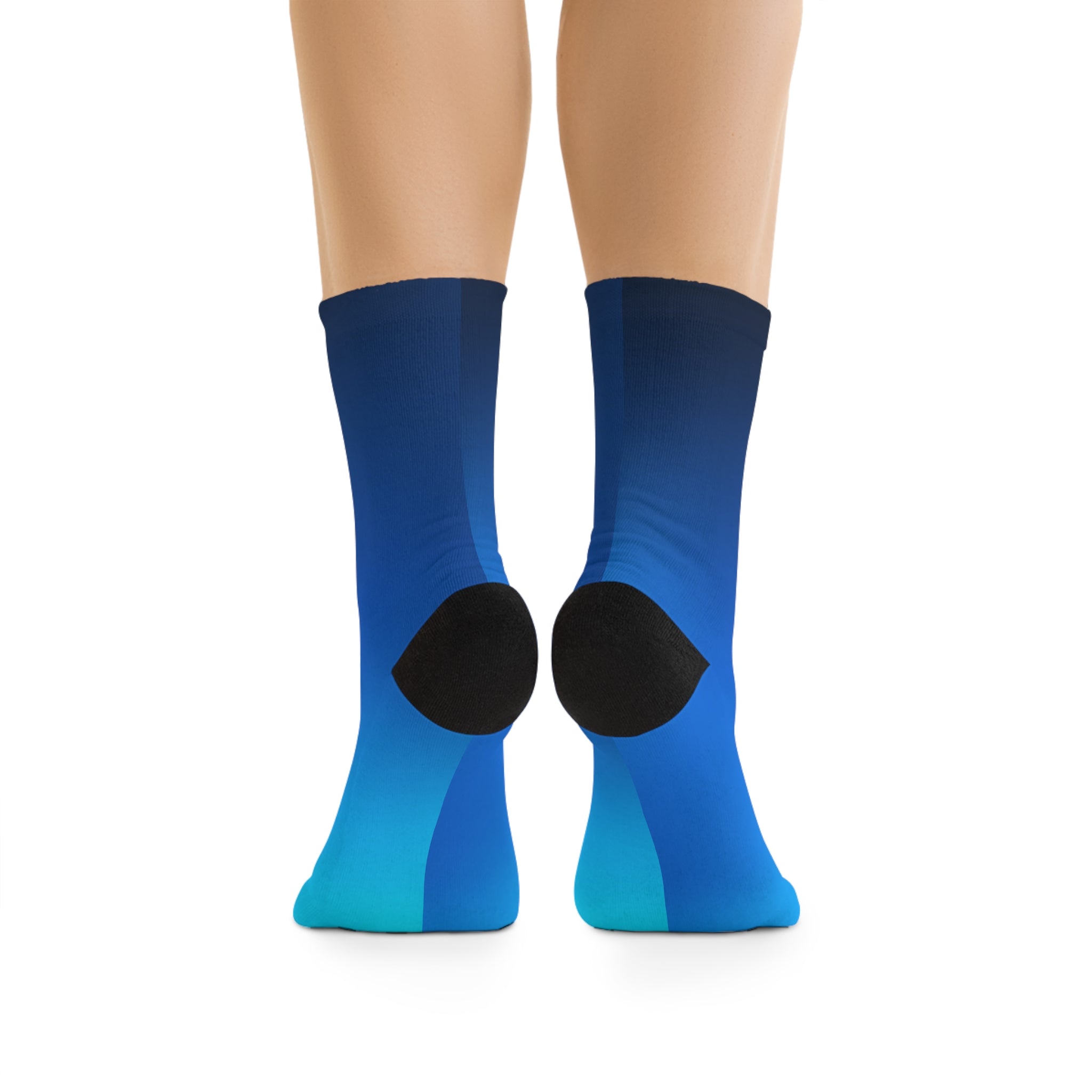 Blue Ombre Recycled Poly Socks — Sustainable Gradient Crew Socks