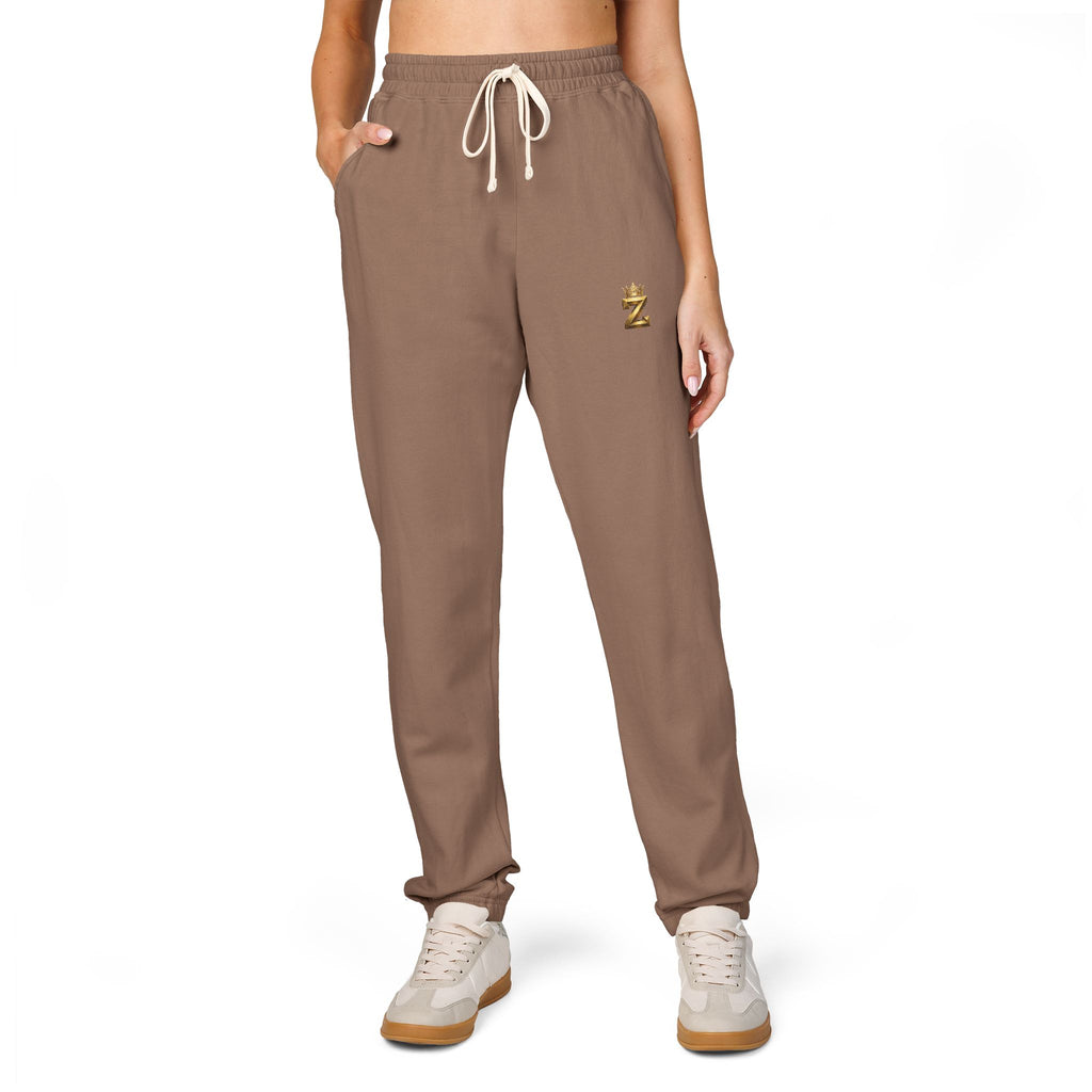 Embroidered Cozy Joggers — Small Gold Anchor Detail