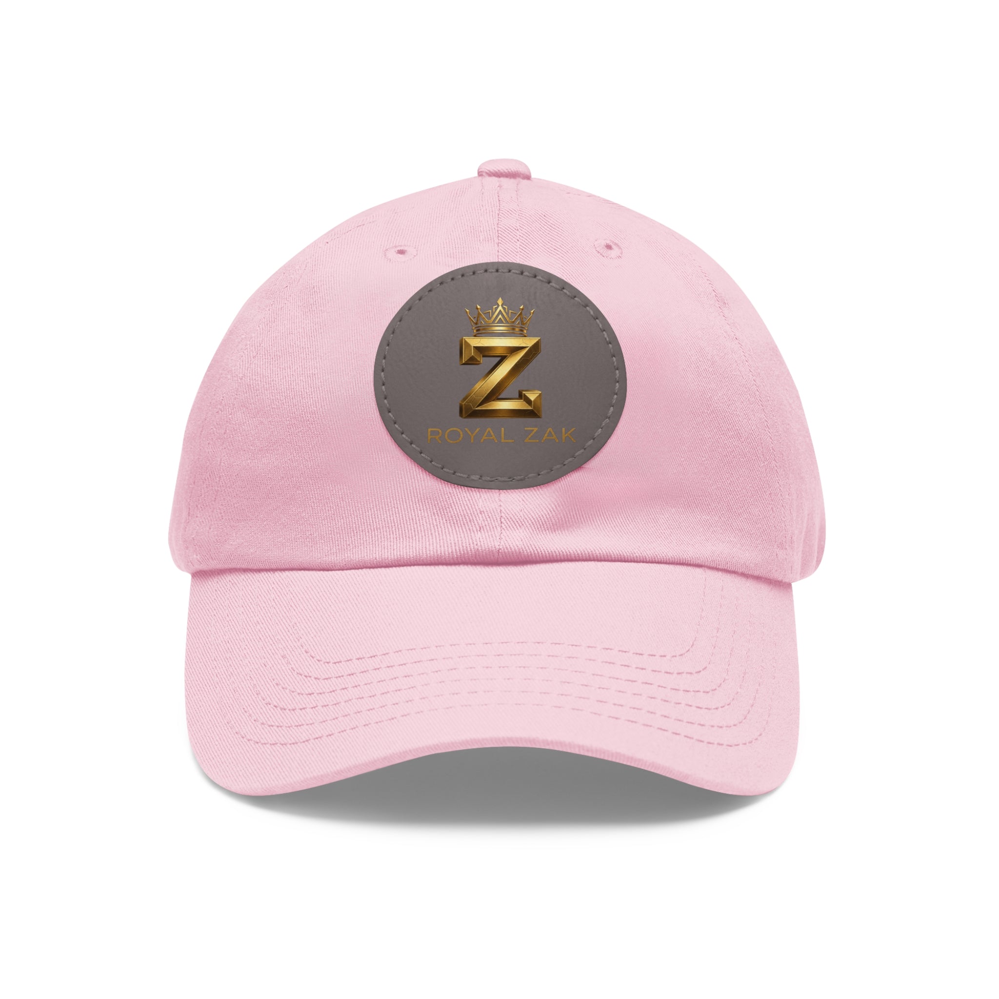 Round Leather Patch Dad Hat — Gold 'Royal Zak' Crown Emblem
